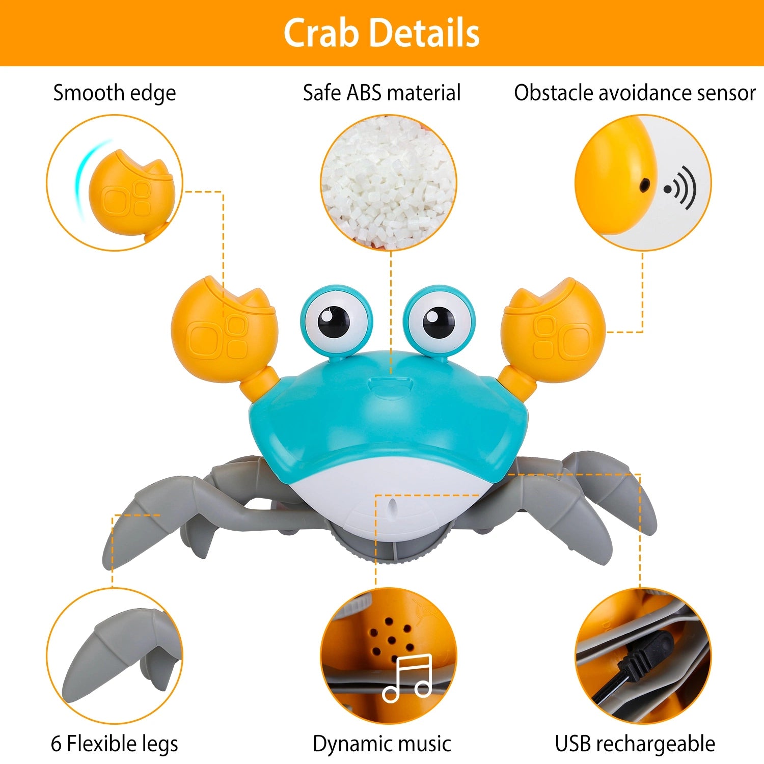 Baby Toy with Music, LED Lights, and Smart Obstacle Avoidance