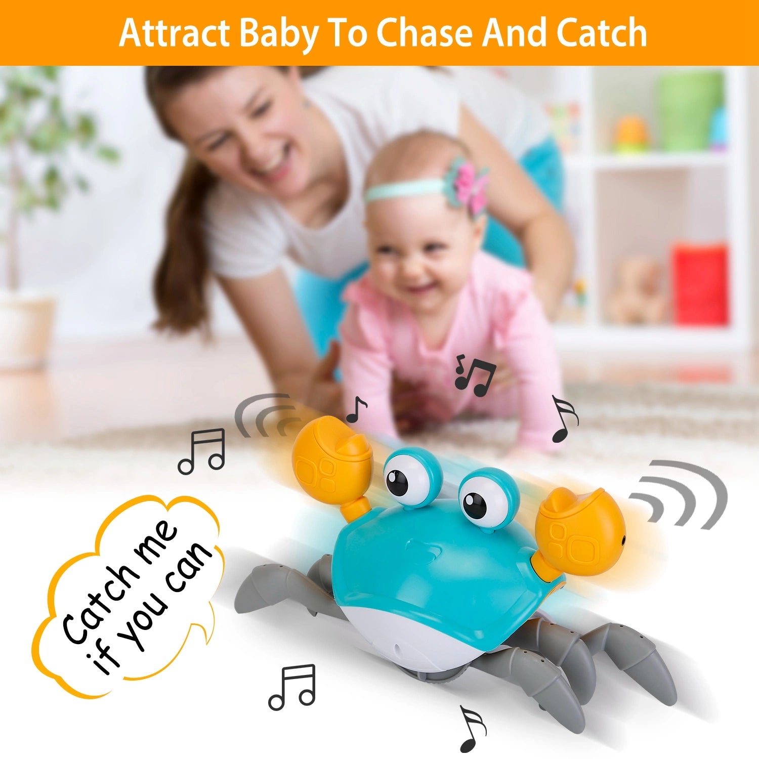 Baby Toy with Music, LED Lights, and Smart Obstacle Avoidance