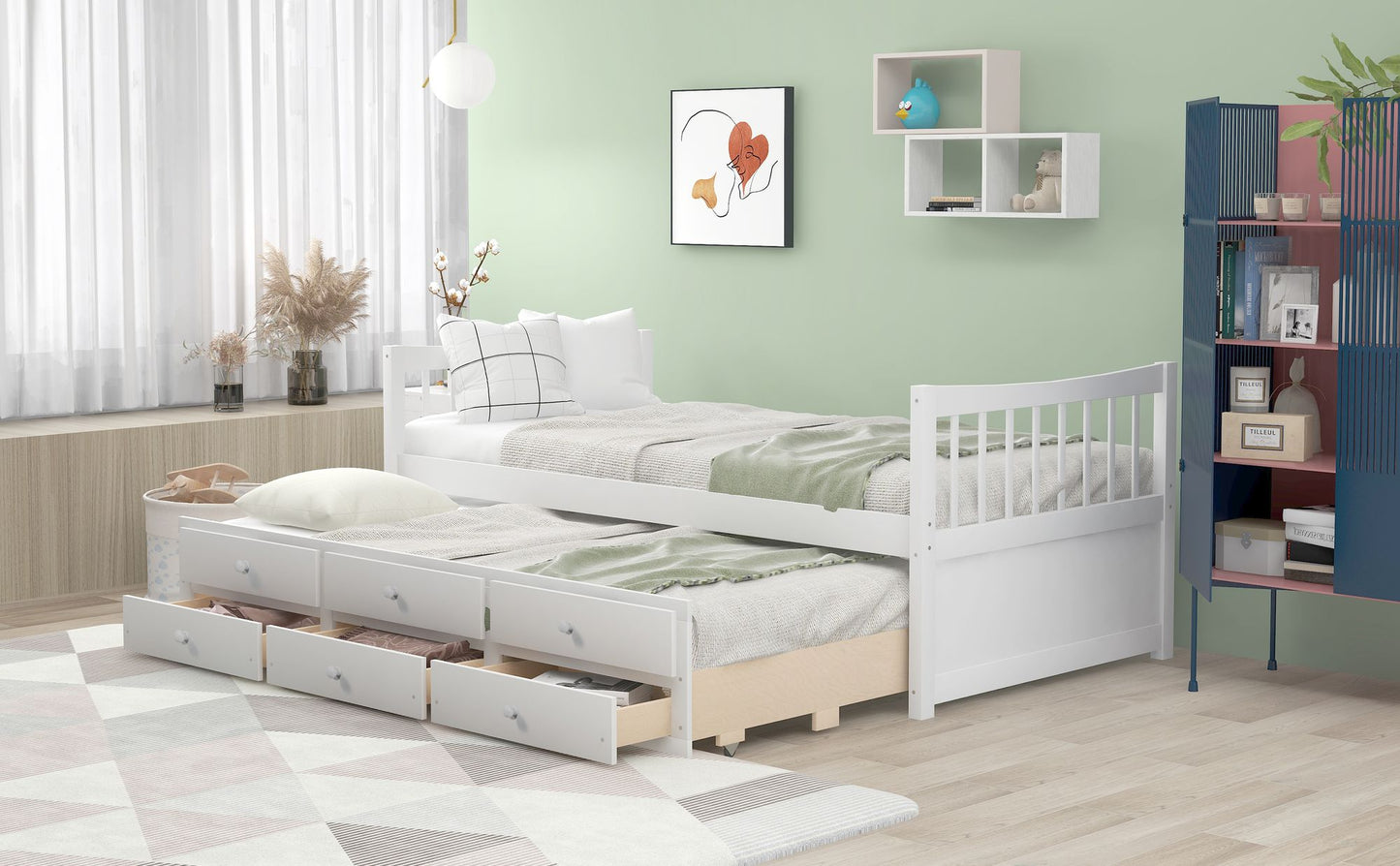 Daybed with Trundle and Drawers; Twin Size
