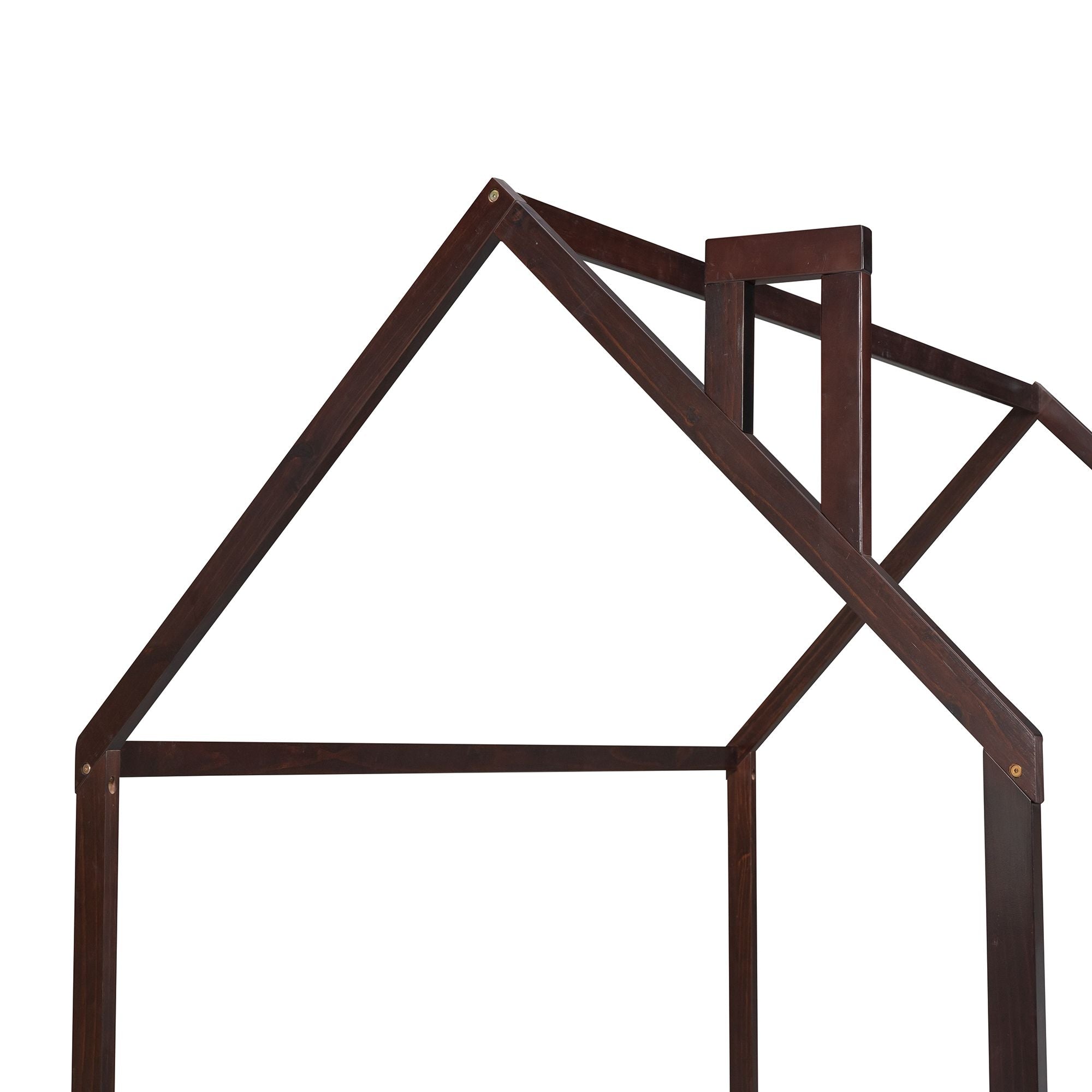 (Slats are not included) Full Size Wood Bed House Bed Frame with Fence; for Kids; Teens; Girls; Boys
