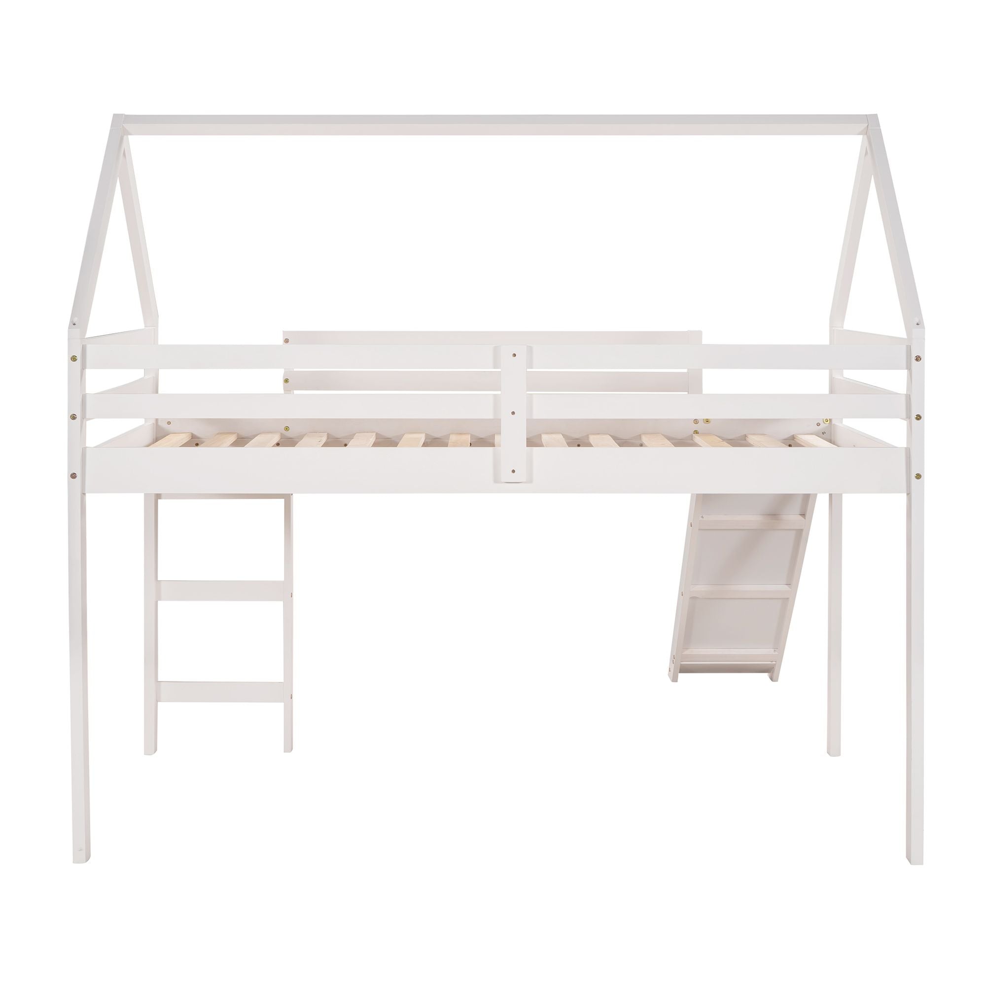 Twin Size Loft Bed with Slide; House Bed with Slide