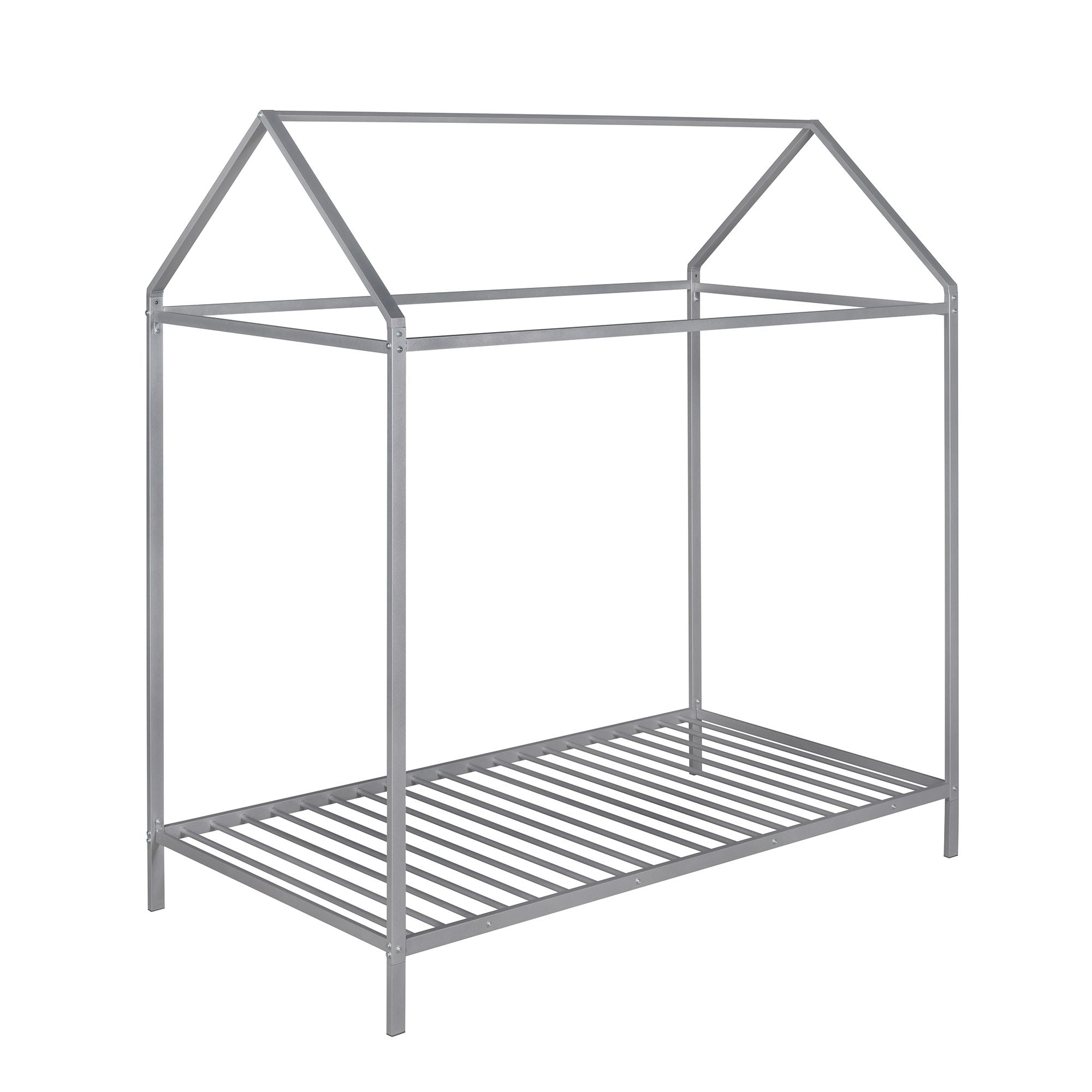 House Bed Frame Twin Size ; Kids Bed Frame Metal Platform Bed Floor Bed for Kids Boys Girls No Box Spring Needed