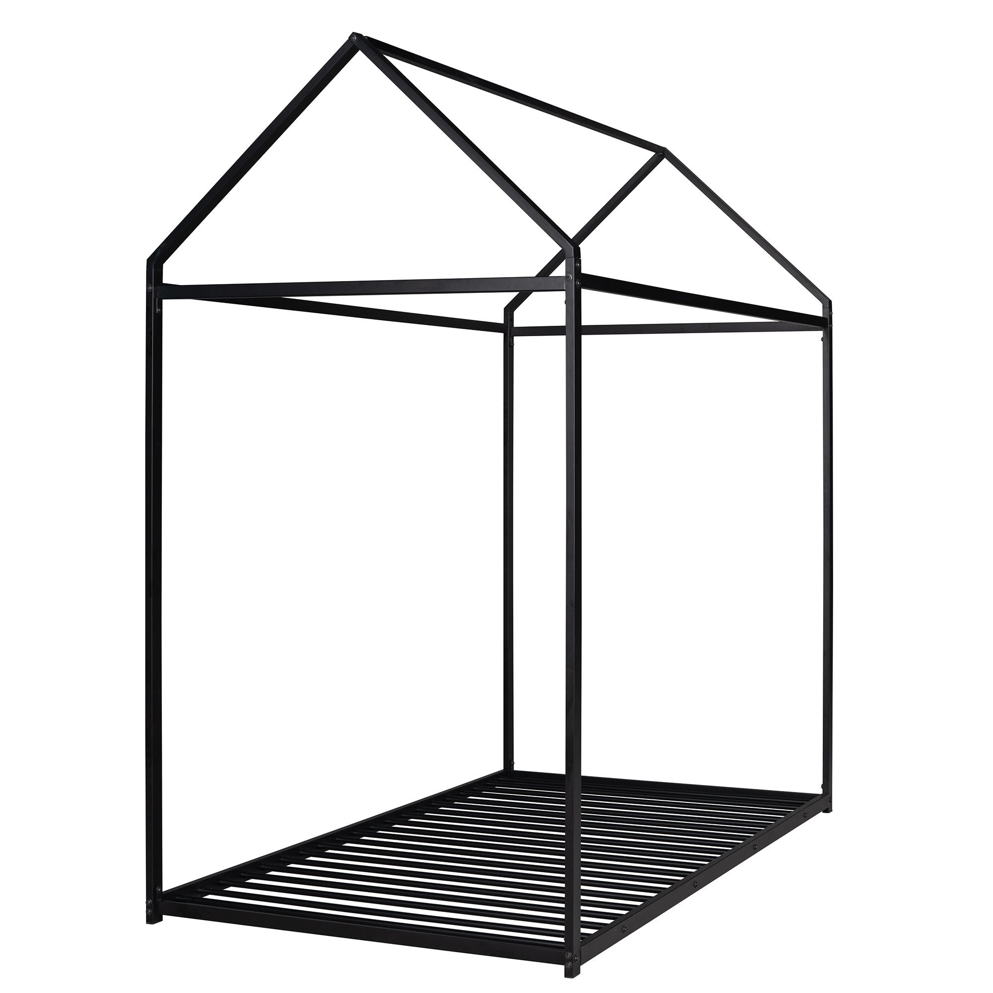 House Bed Frame Twin Size ; Kids Bed Frame Metal Platform Bed Floor Bed for Kids Boys Girls No Box Spring Needed