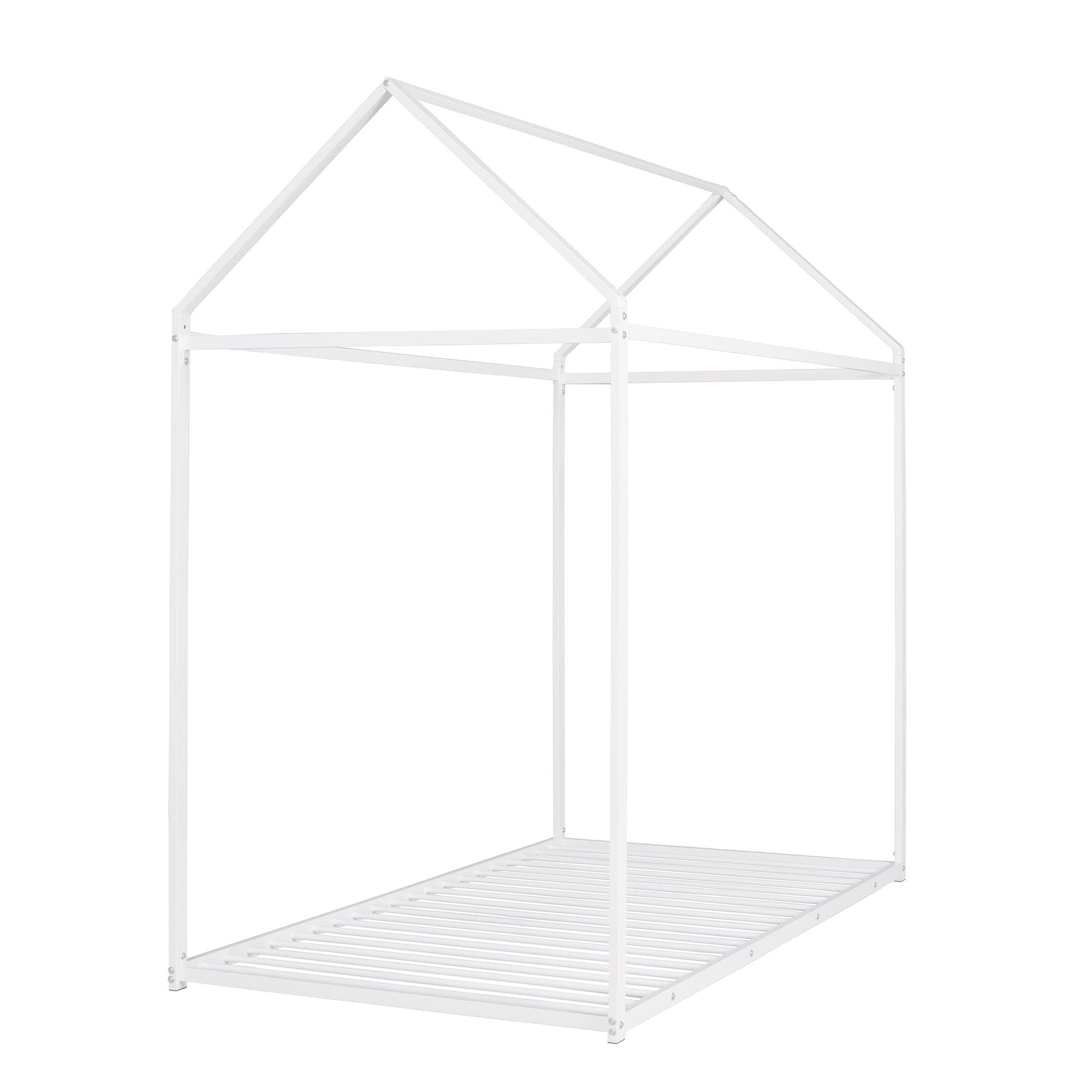 House Bed Frame Twin Size ; Kids Bed Frame Metal Platform Bed Floor Bed for Kids Boys Girls No Box Spring Needed