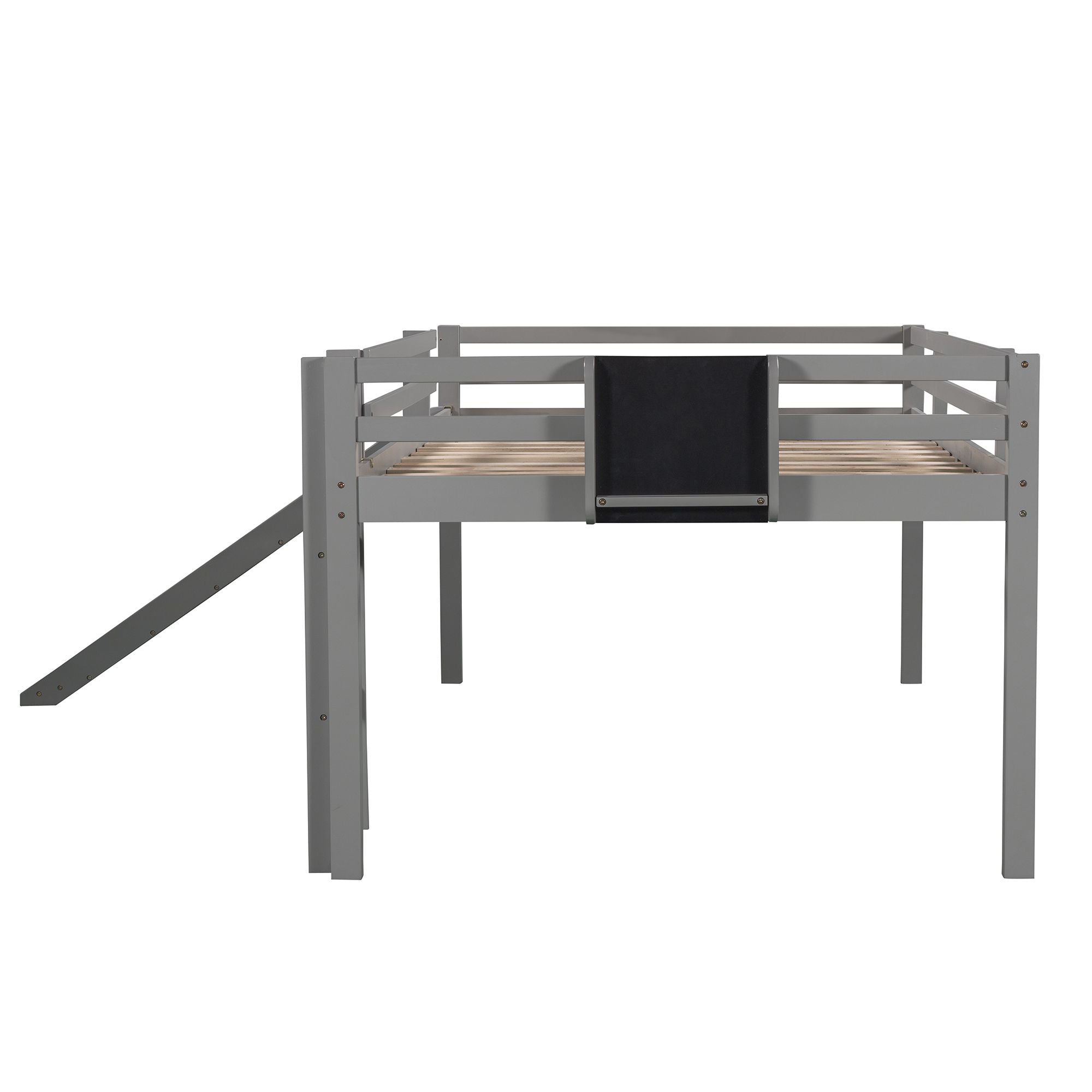 Full size Loft Bed Wood Bed with Slide; Stair and Chalkboard
