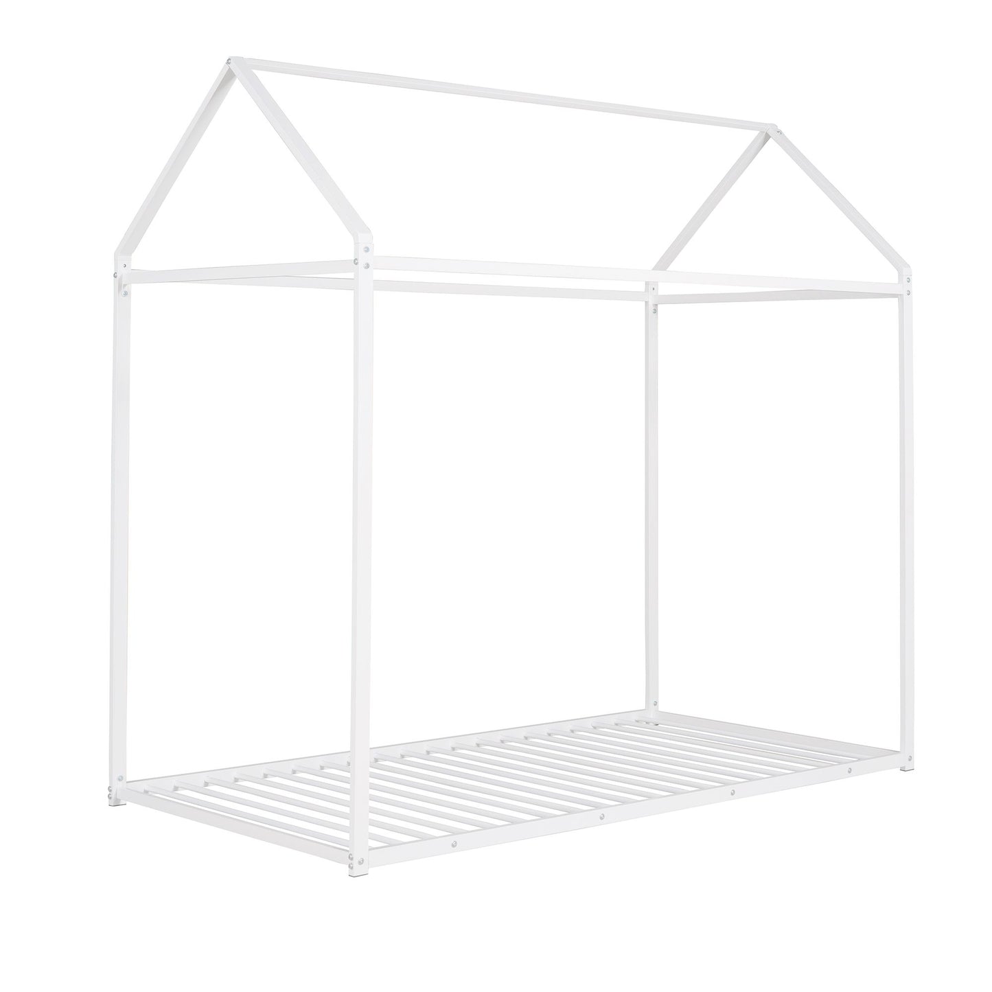 House Bed Frame Twin Size ; Kids Bed Frame Metal Platform Bed Floor Bed for Kids Boys Girls No Box Spring Needed