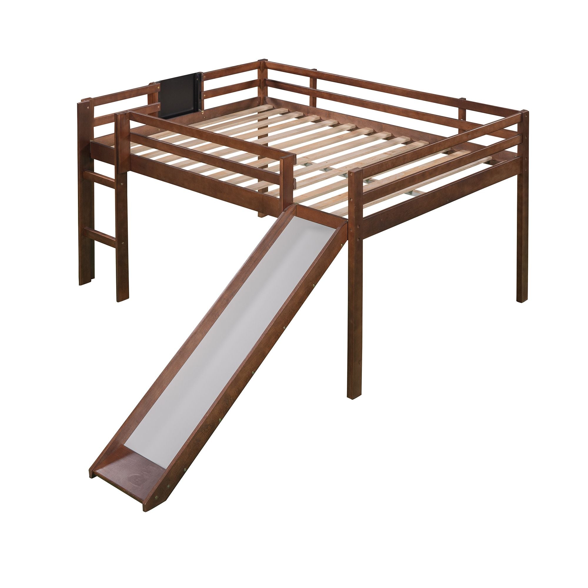 Full size Loft Bed Wood Bed with Slide; Stair and Chalkboard
