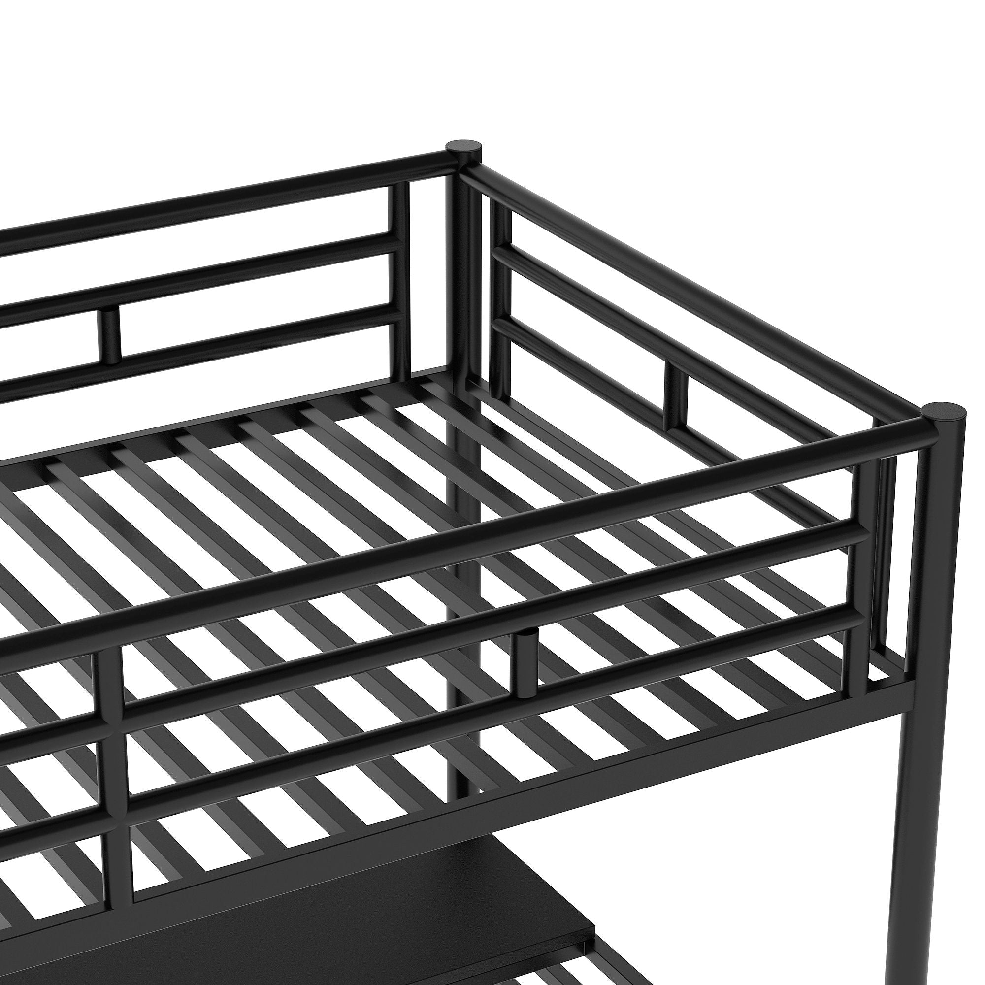 Metal Loft Bed Frame with Desk; No Box Spring Needed; Twin