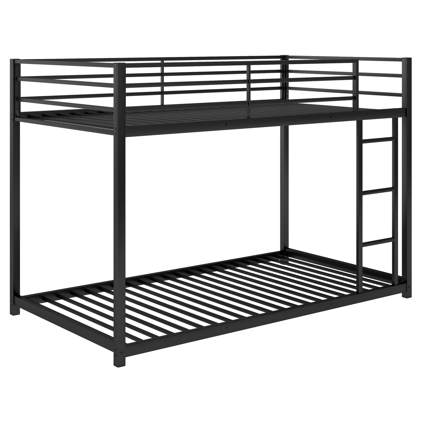 Twin over Twin Metal Bunk Bed; Low Bunk Bed with Ladder