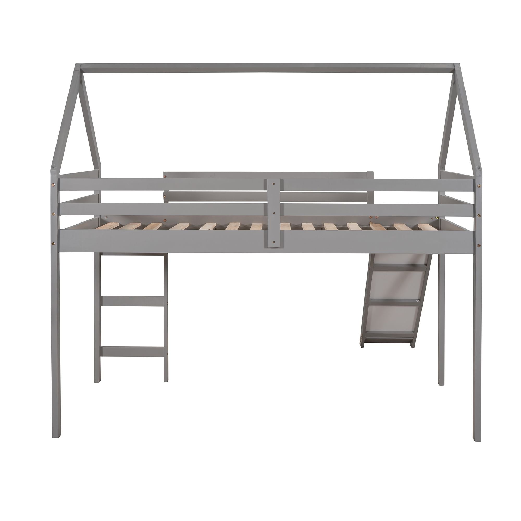 Twin Size Loft Bed with Slide; House Bed with Slide