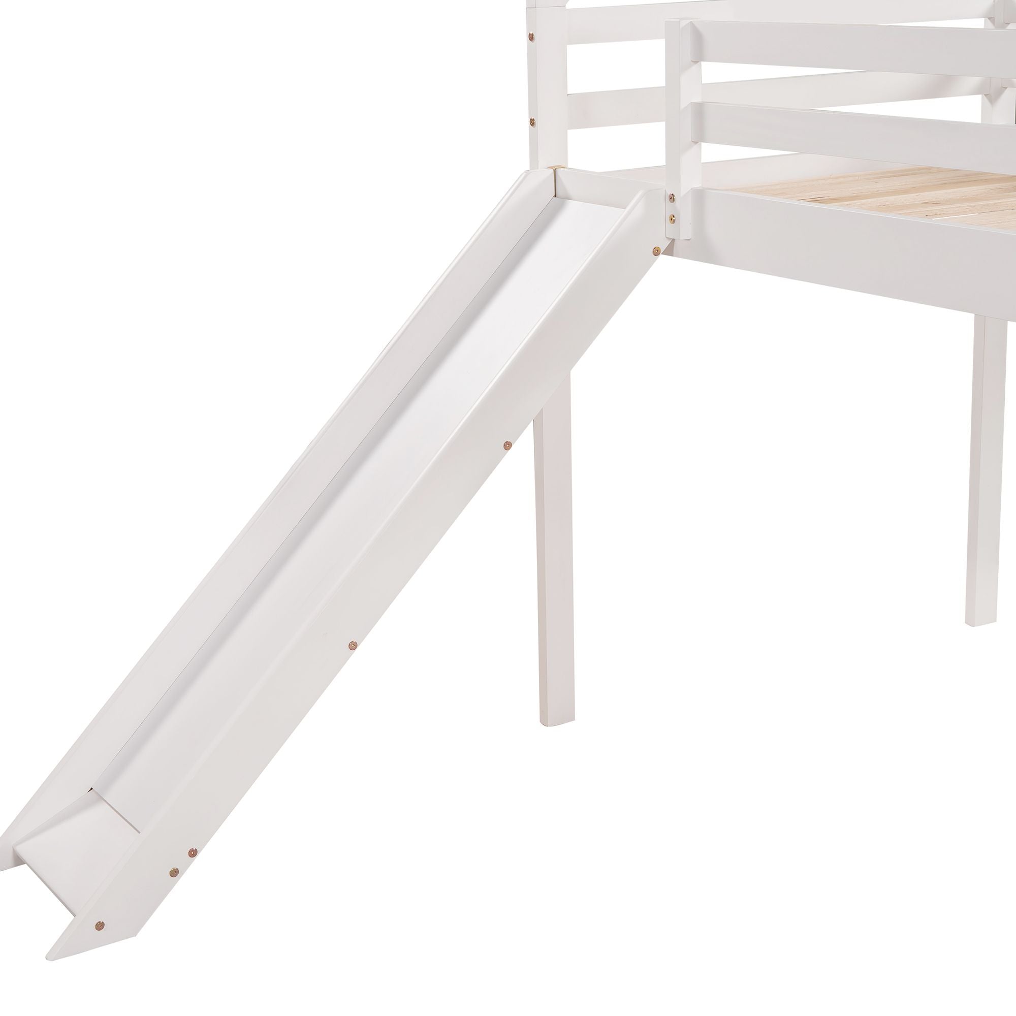 Twin Size Loft Bed with Slide; House Bed with Slide