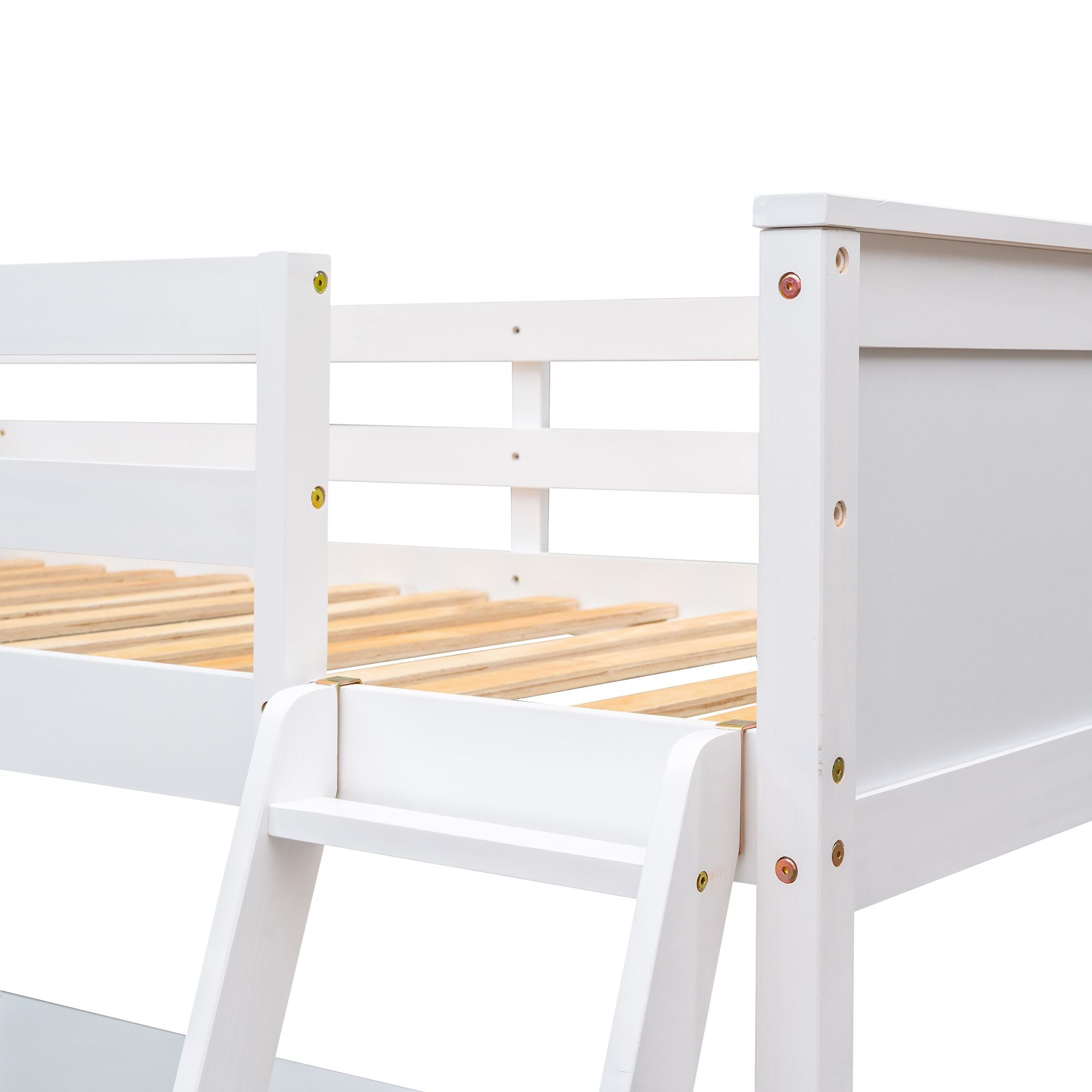 Twin size Loft Bed with Shelves and Desk; Wooden Loft Bed with Desk