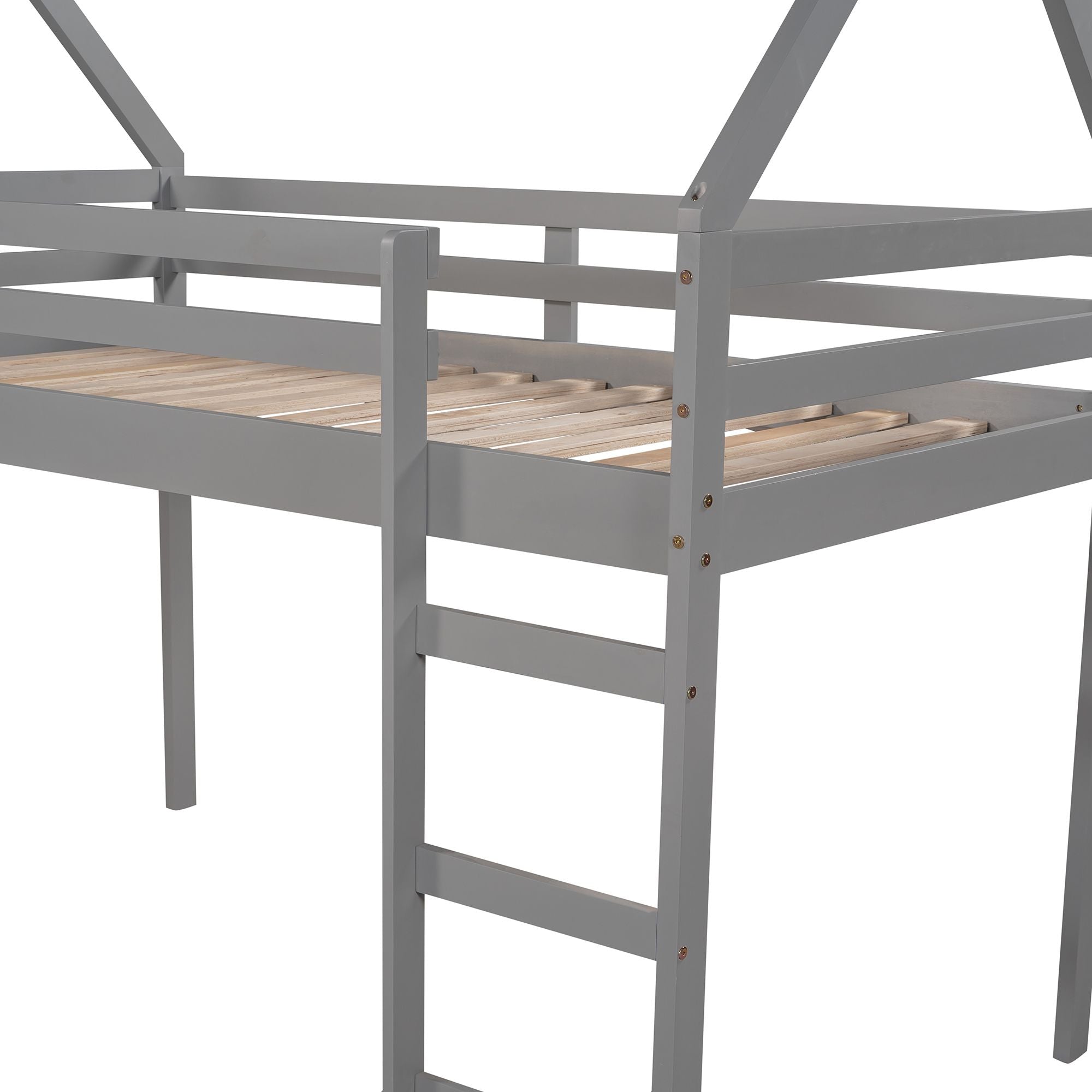Twin Size Loft Bed with Slide; House Bed with Slide