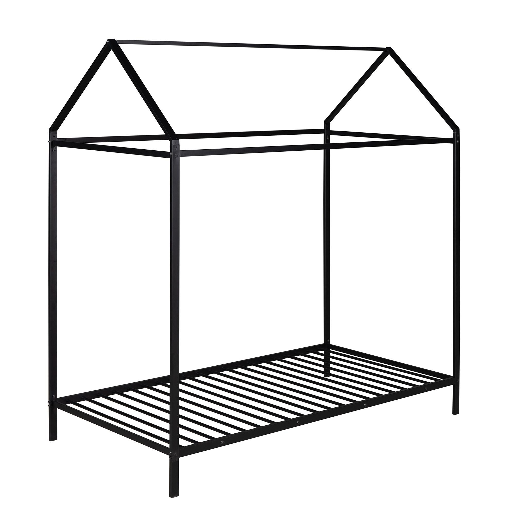 House Bed Frame Twin Size ; Kids Bed Frame Metal Platform Bed Floor Bed for Kids Boys Girls No Box Spring Needed