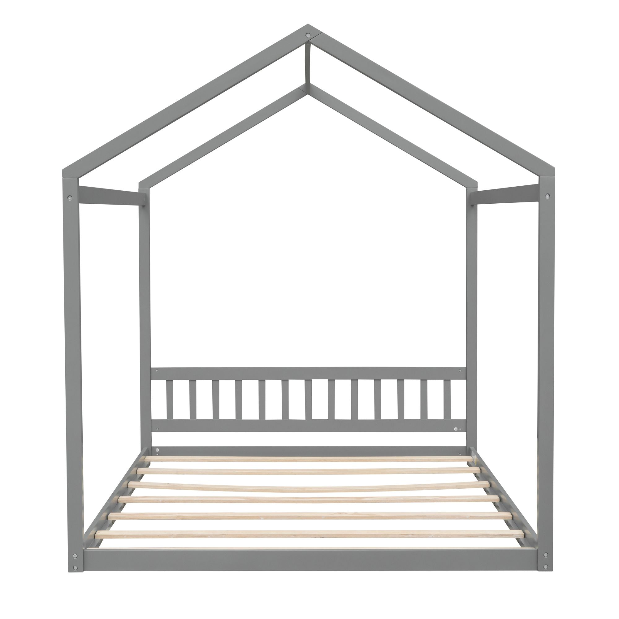 Queen Size Wooden House Bed with Headboard