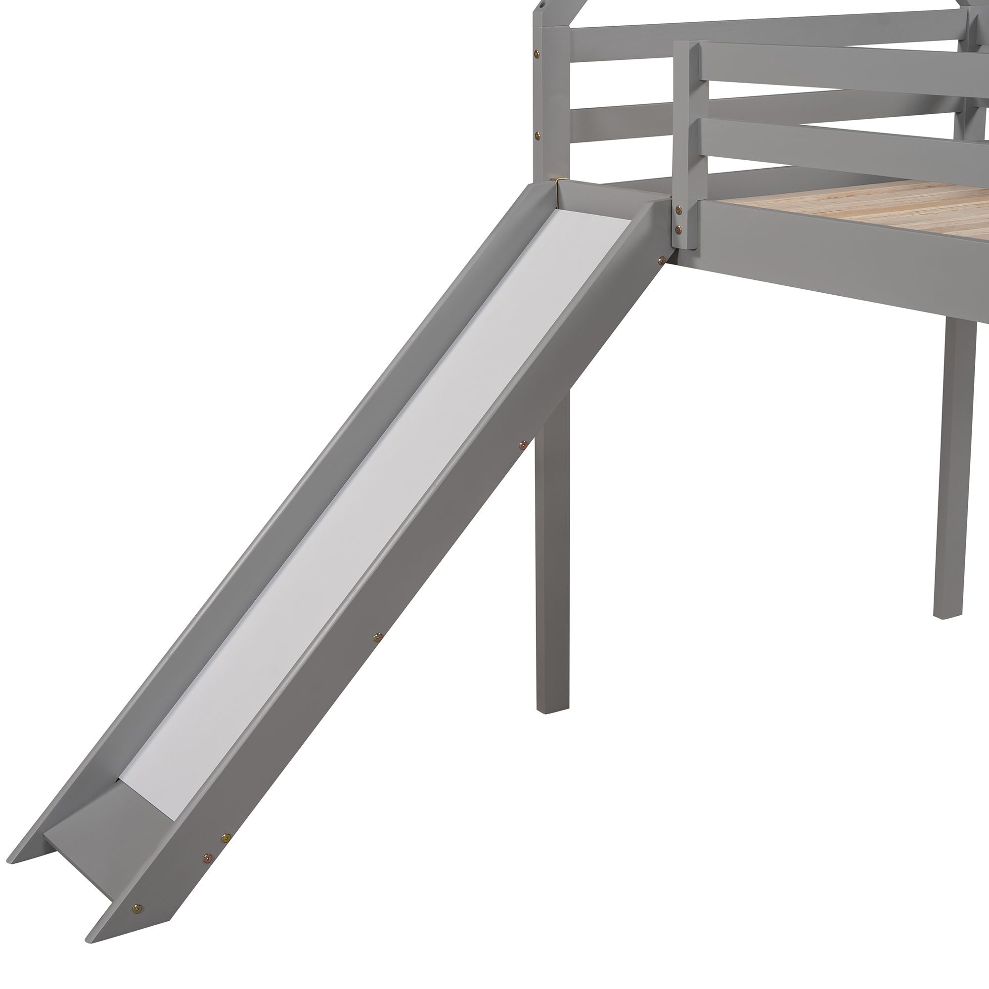 Twin Size Loft Bed with Slide; House Bed with Slide