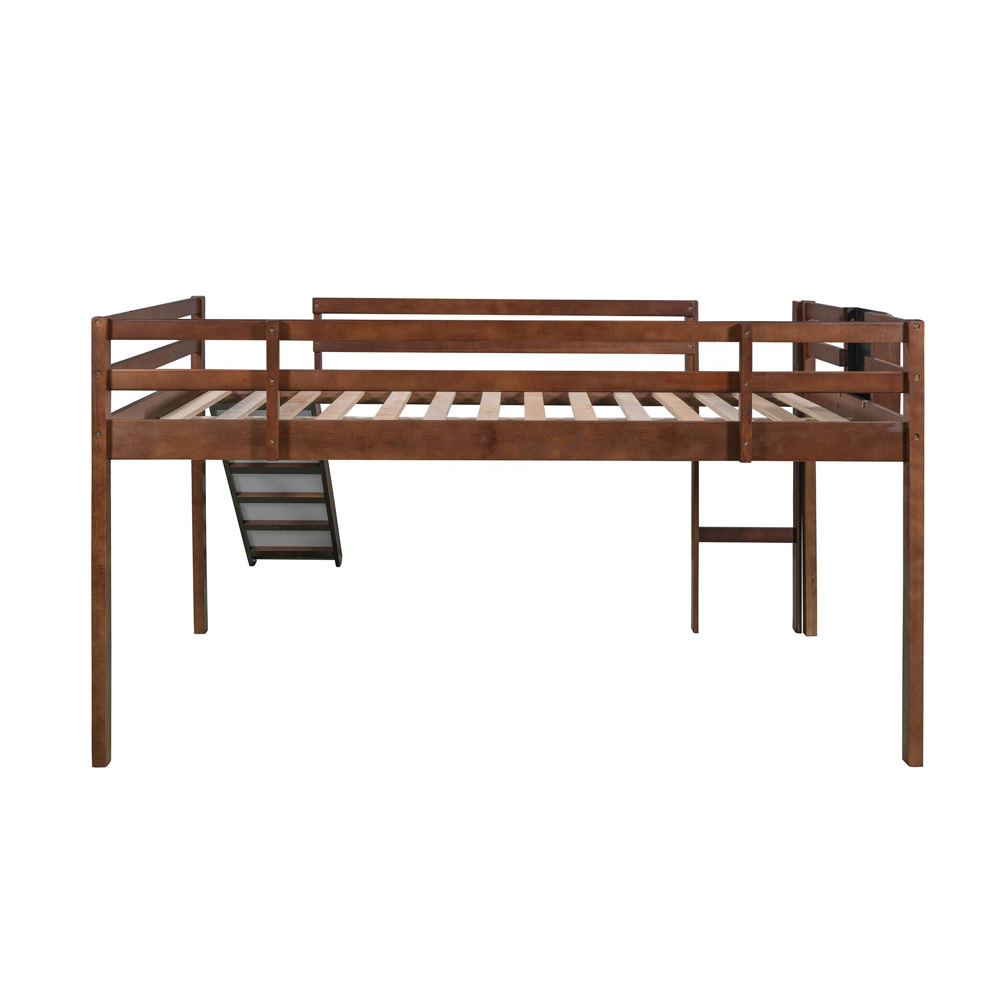 Full size Loft Bed Wood Bed with Slide; Stair and Chalkboard