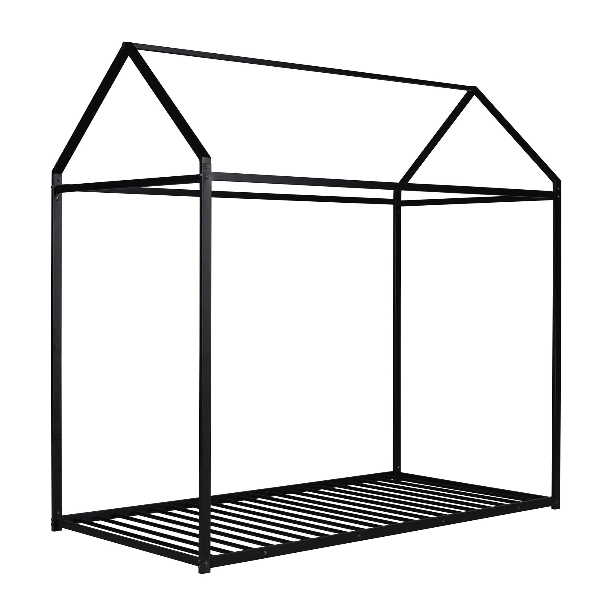 House Bed Frame Twin Size ; Kids Bed Frame Metal Platform Bed Floor Bed for Kids Boys Girls No Box Spring Needed