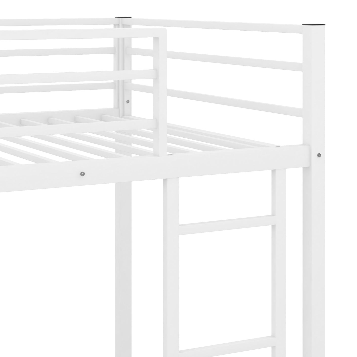 Twin over Twin Metal Bunk Bed; Low Bunk Bed with Ladder