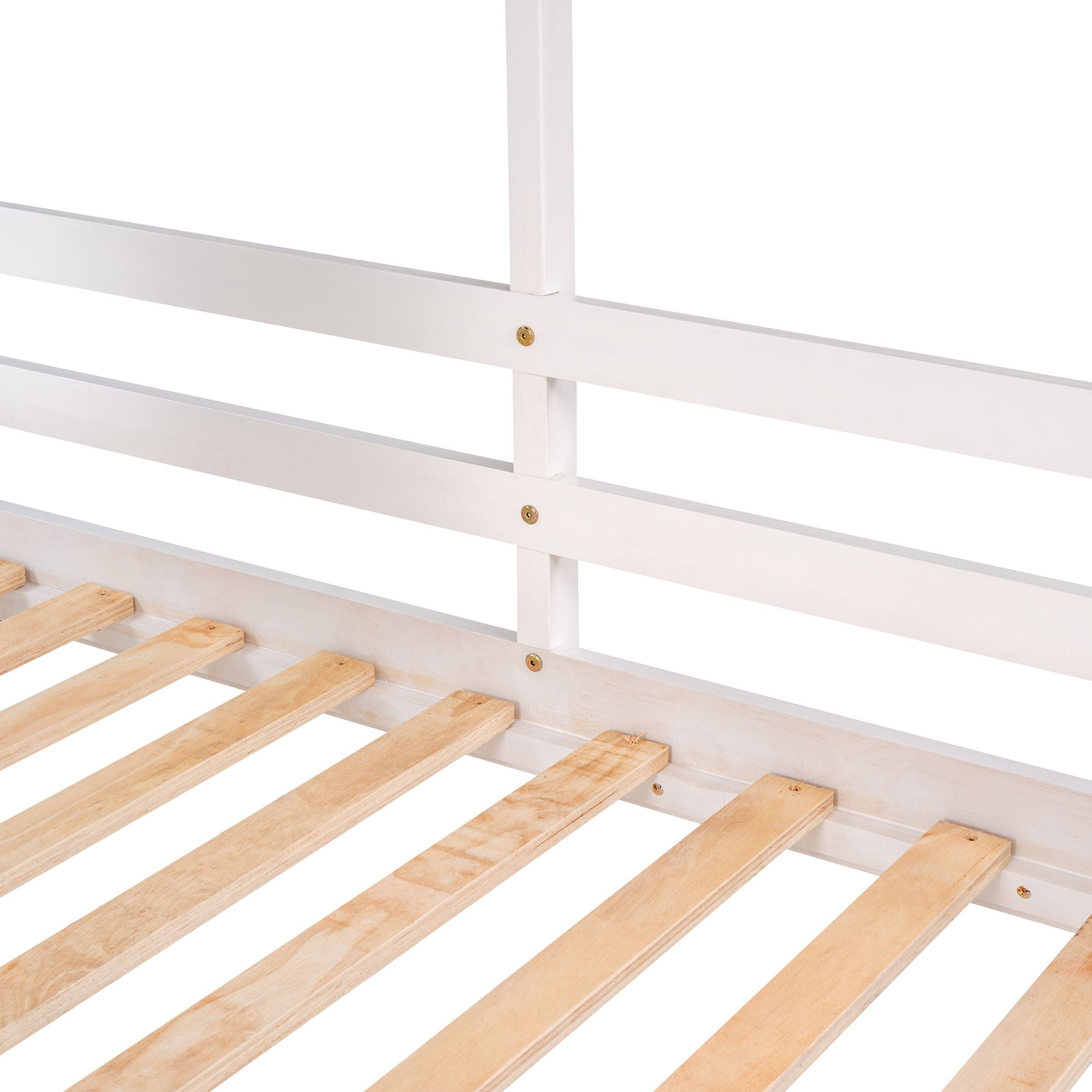 Twin Over Twin Bunk Bed Wood Bed with Roof; Window; Guardrail; Ladder