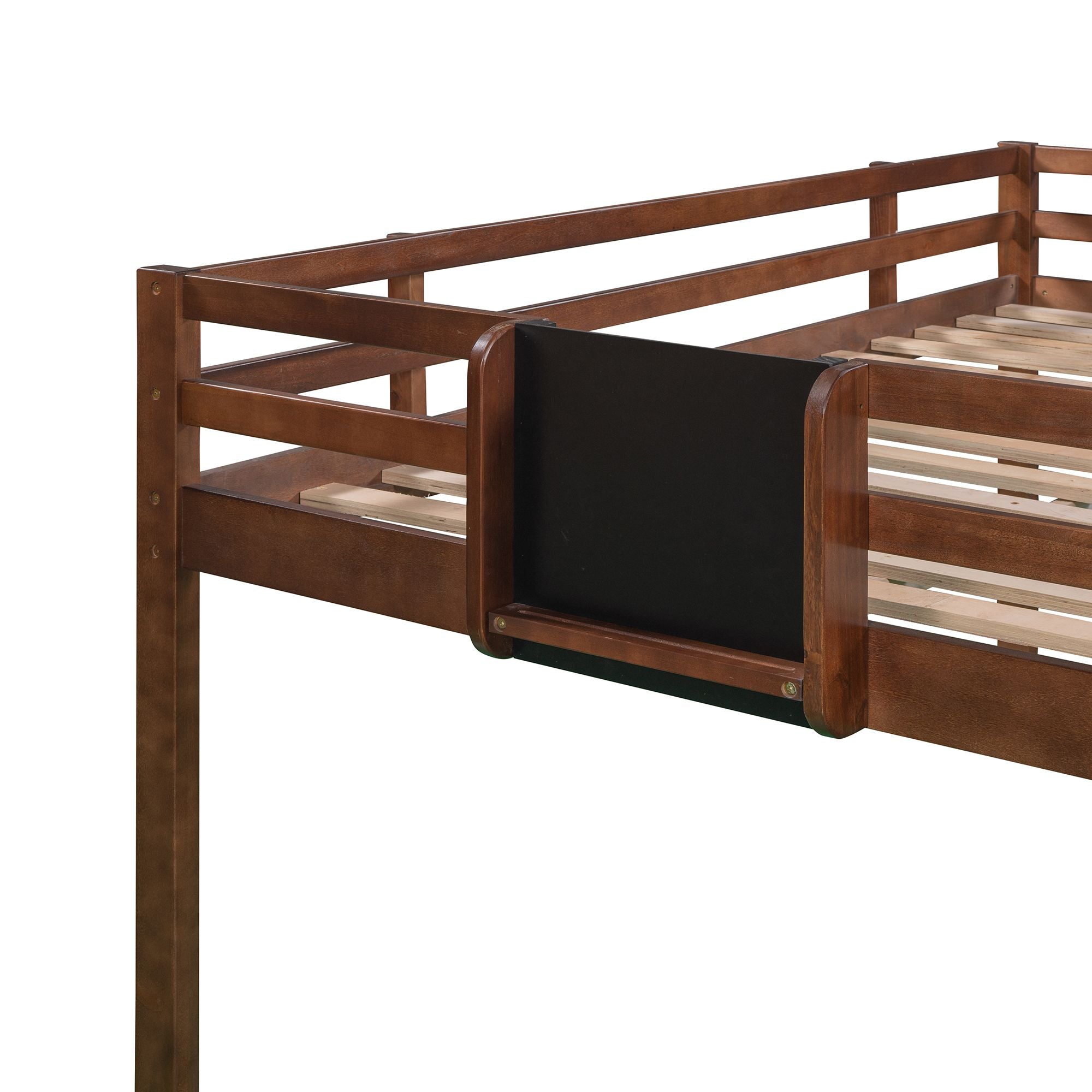 Full size Loft Bed Wood Bed with Slide; Stair and Chalkboard