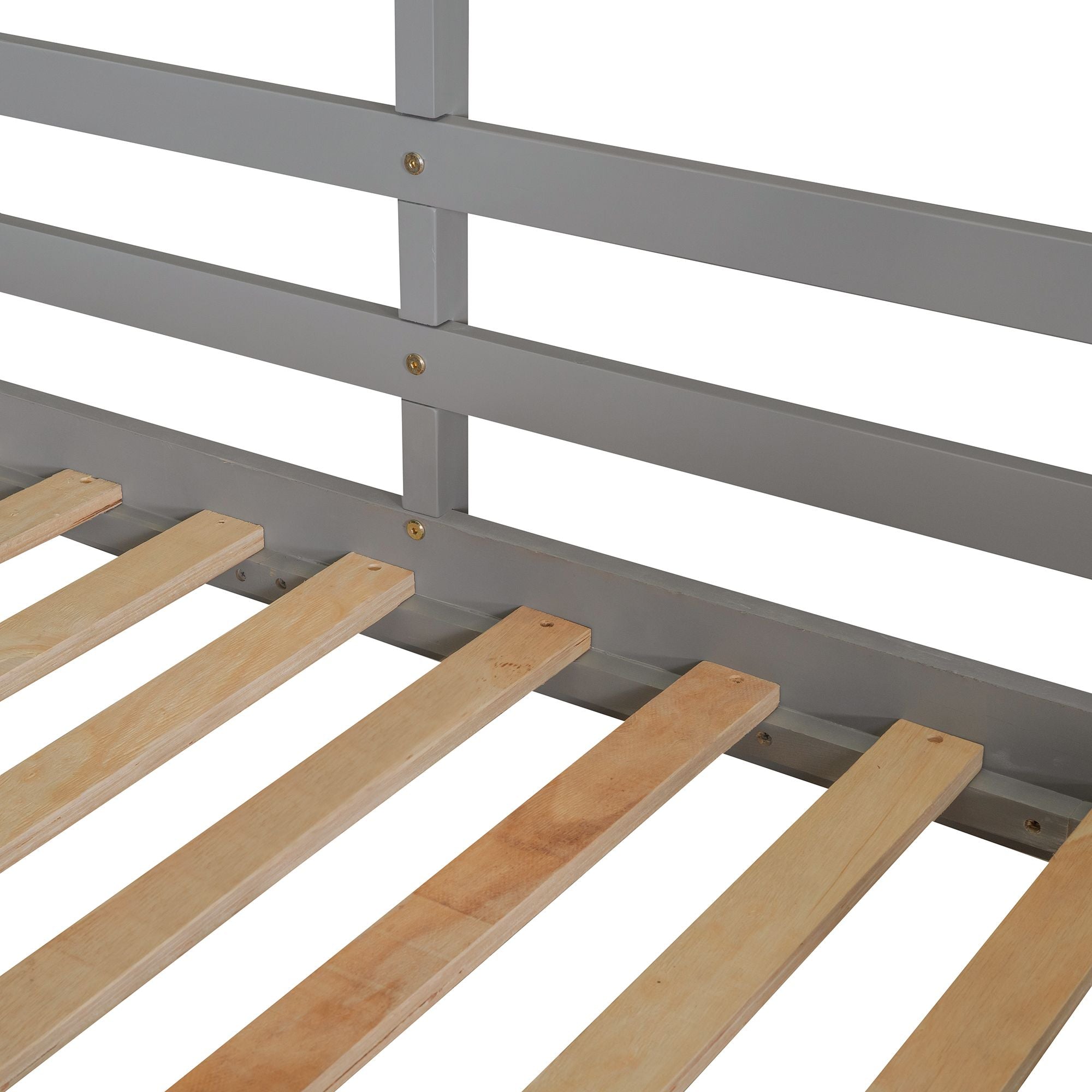 Twin Over Twin Bunk Bed Wood Bed with Roof; Window; Guardrail; Ladder