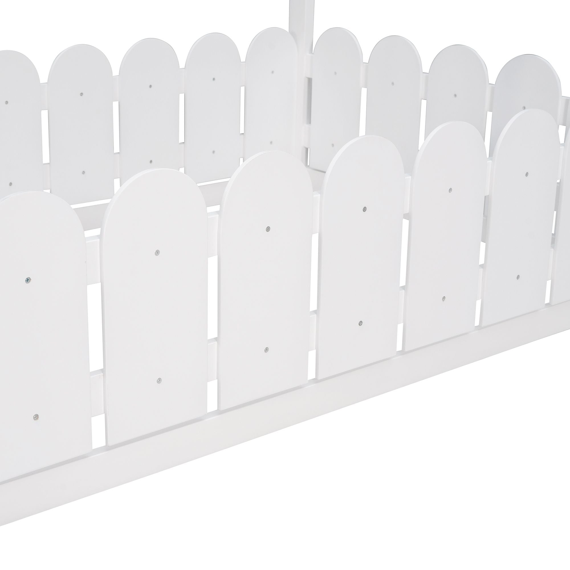 (Slats are not included) Twin Size Wood Bed House Bed Frame with Fence; for Kids; Teens; Girls; Boys