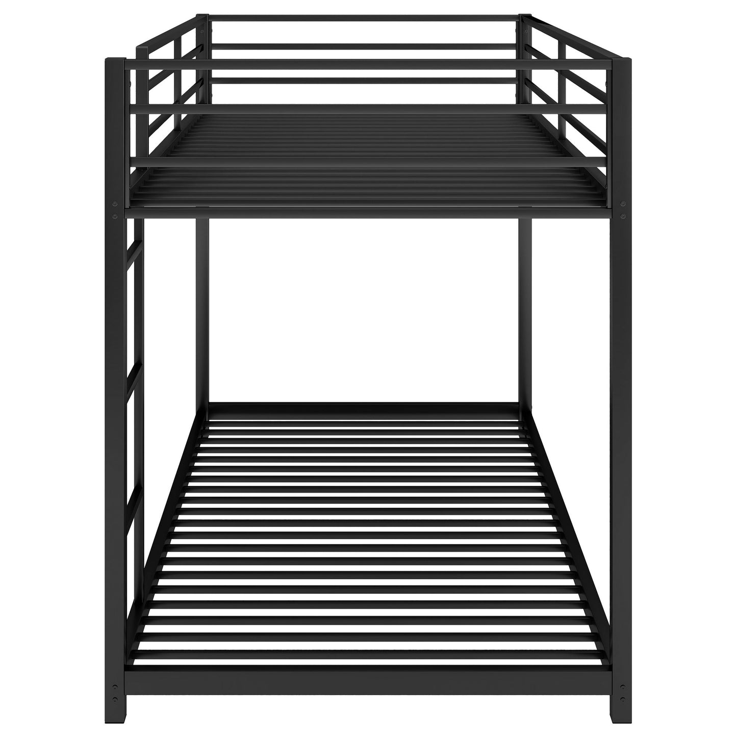 Twin over Twin Metal Bunk Bed; Low Bunk Bed with Ladder