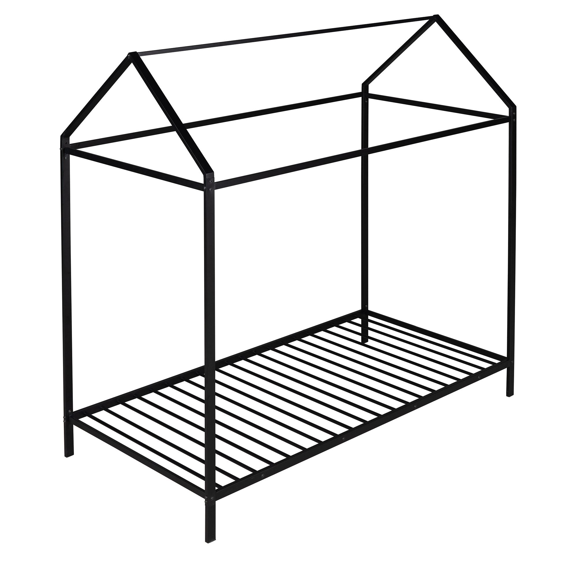 House Bed Frame Twin Size ; Kids Bed Frame Metal Platform Bed Floor Bed for Kids Boys Girls No Box Spring Needed