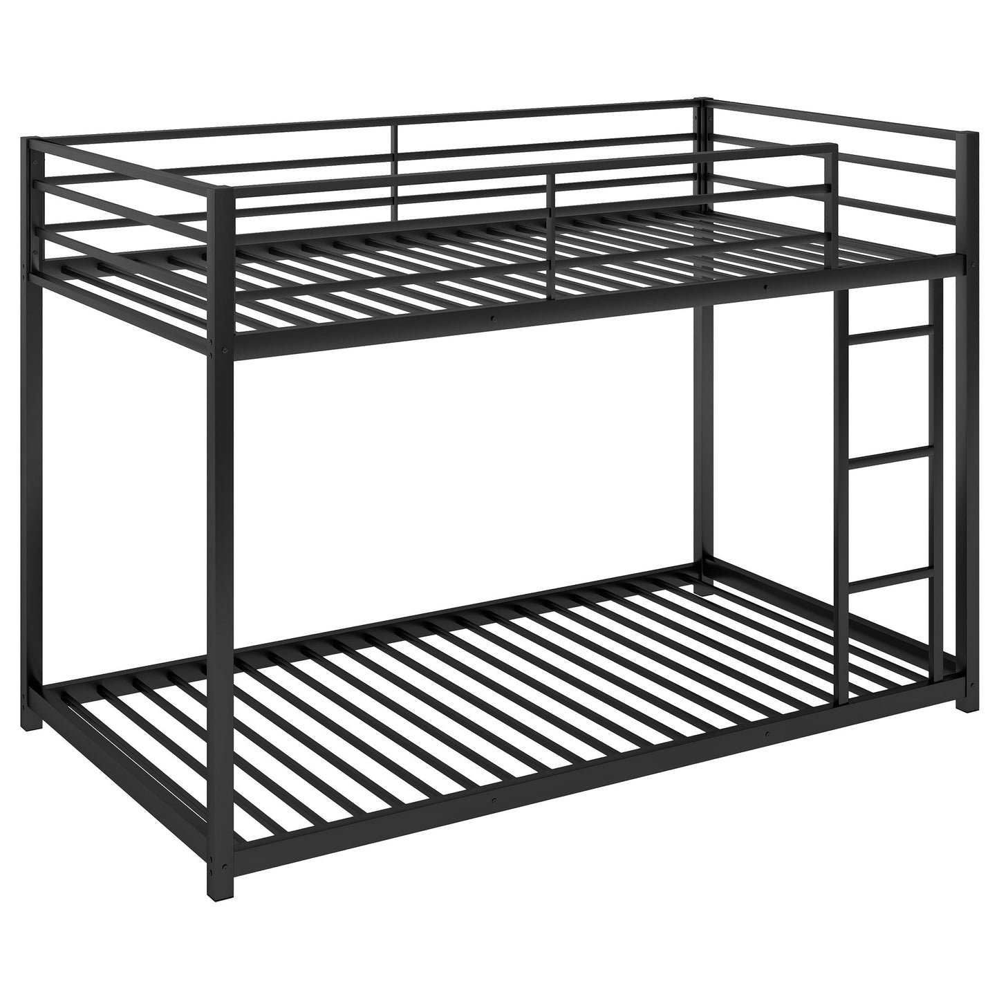 Twin over Twin Metal Bunk Bed; Low Bunk Bed with Ladder