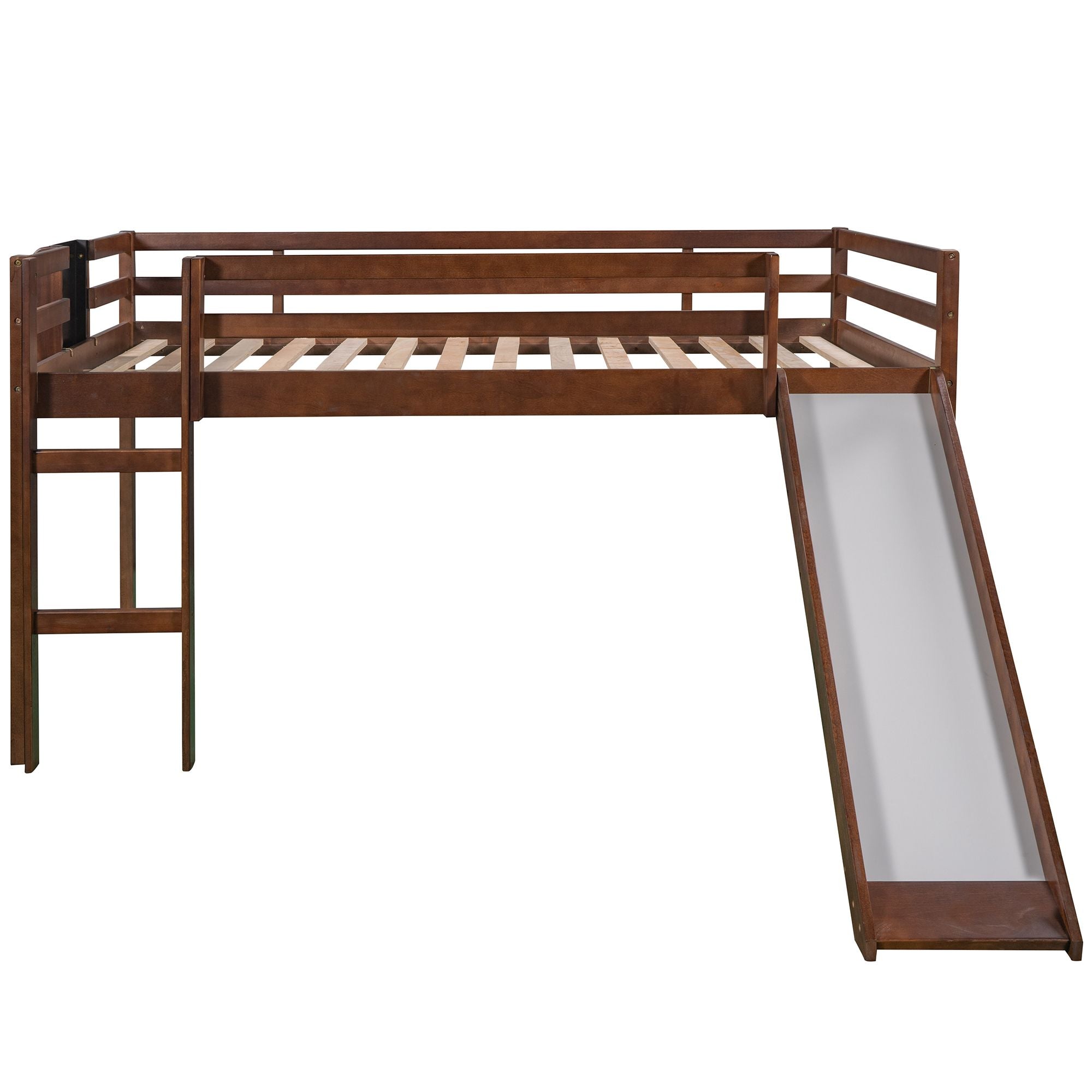 Full size Loft Bed Wood Bed with Slide; Stair and Chalkboard