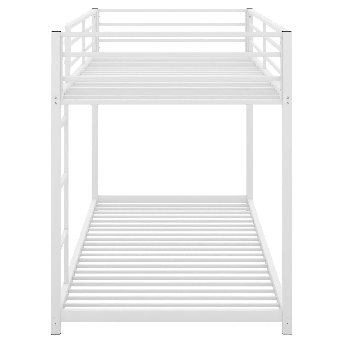 Twin over Twin Metal Bunk Bed; Low Bunk Bed with Ladder