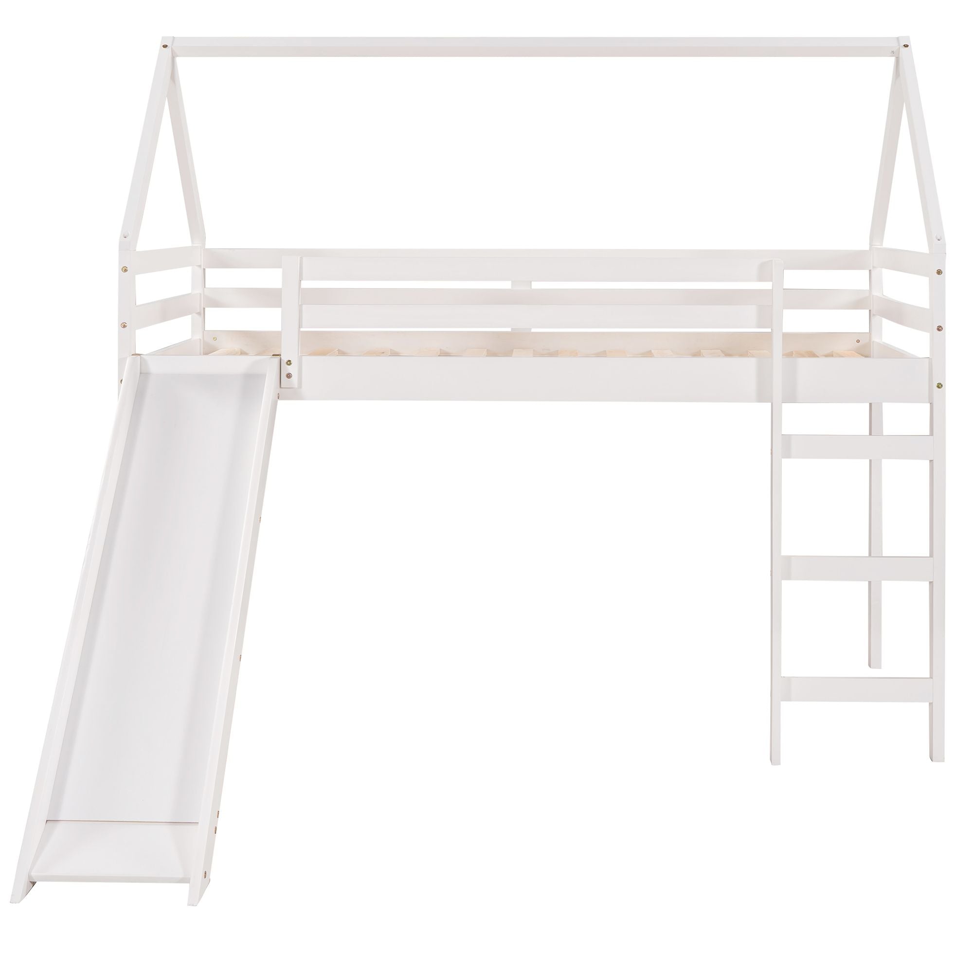 Twin Size Loft Bed with Slide; House Bed with Slide