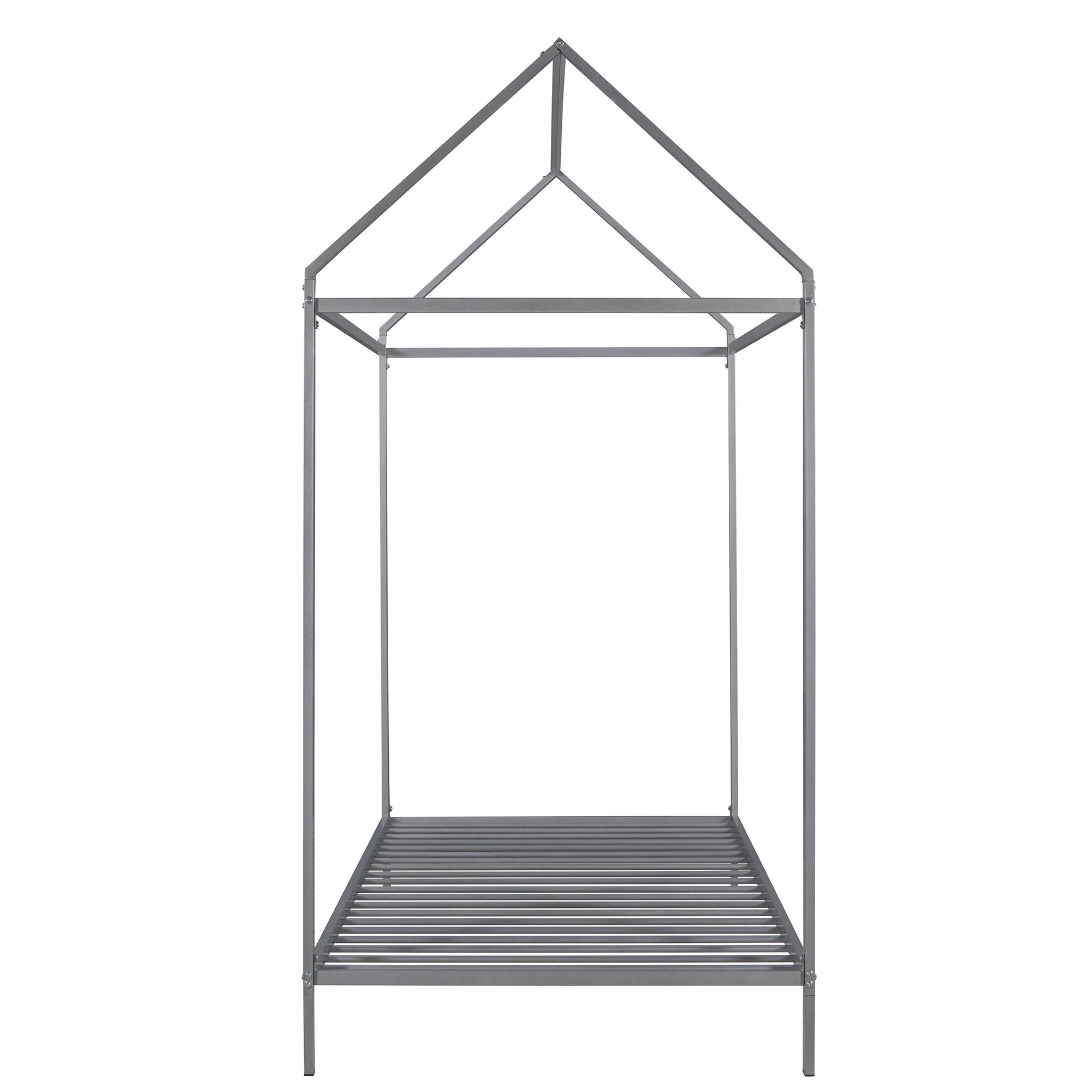 House Bed Frame Twin Size ; Kids Bed Frame Metal Platform Bed Floor Bed for Kids Boys Girls No Box Spring Needed