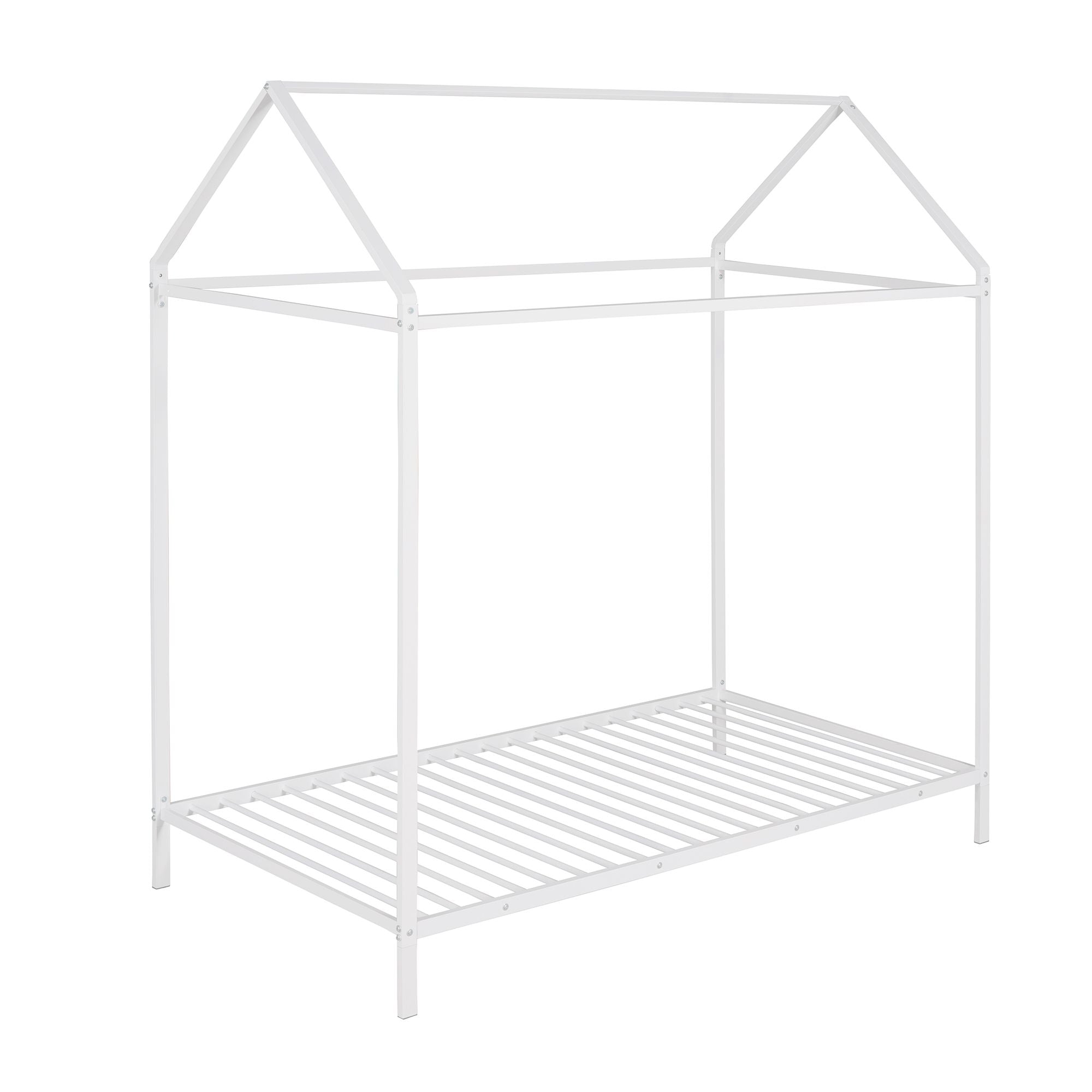 House Bed Frame Twin Size ; Kids Bed Frame Metal Platform Bed Floor Bed for Kids Boys Girls No Box Spring Needed