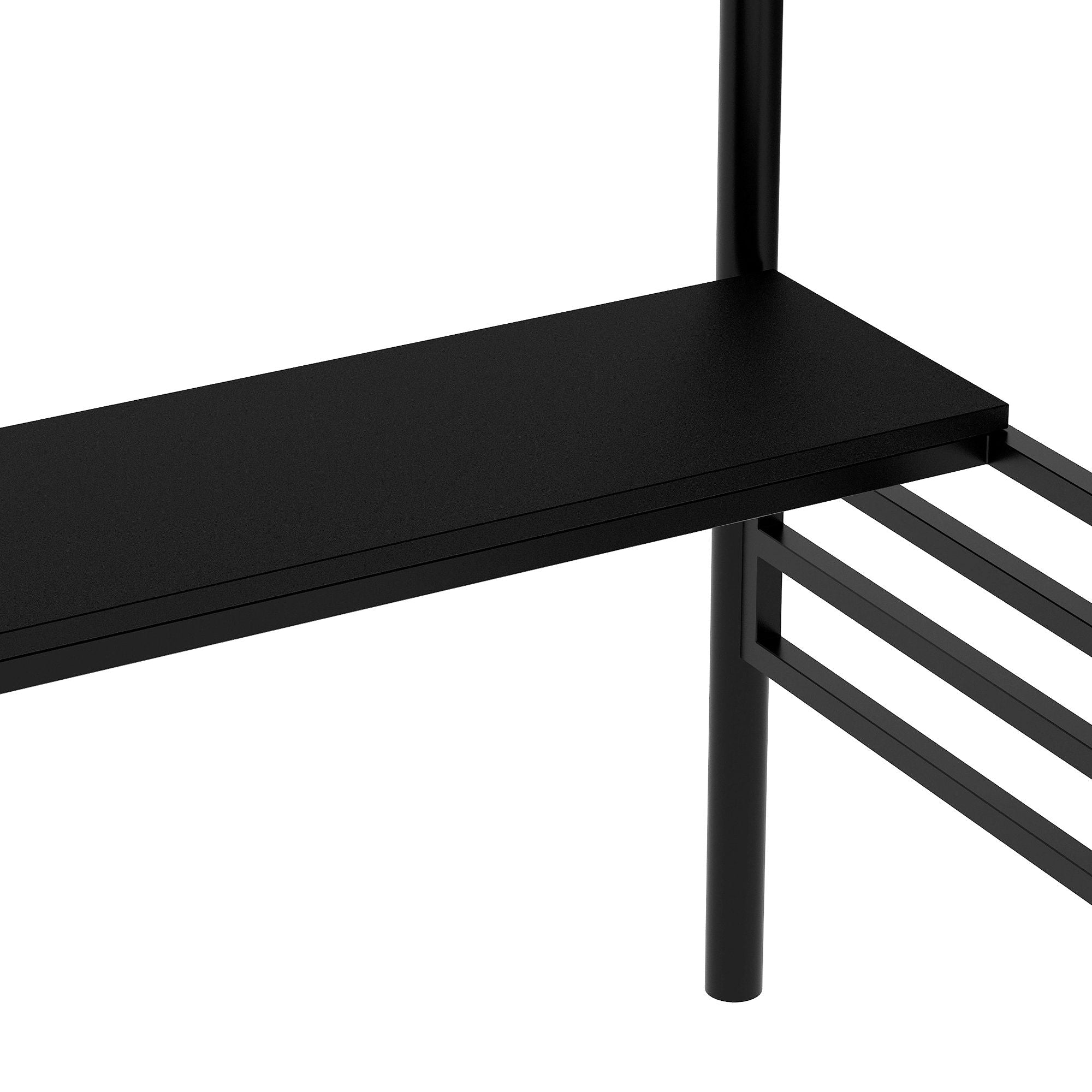 Metal Loft Bed Frame with Desk; No Box Spring Needed; Twin