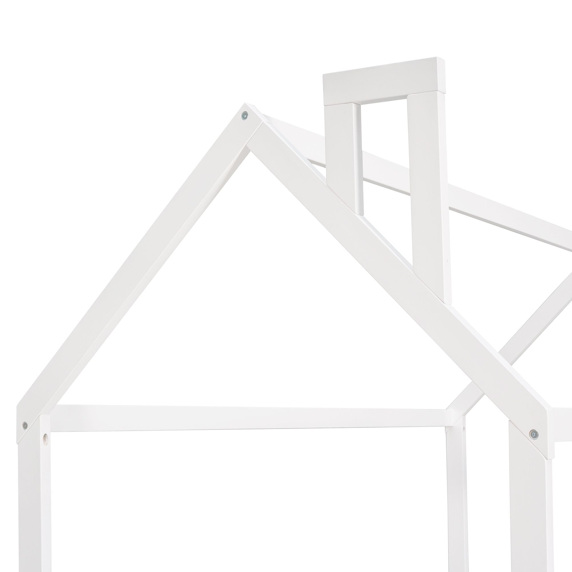 (Slats are not included) Twin Size Wood Bed House Bed Frame with Fence; for Kids; Teens; Girls; Boys