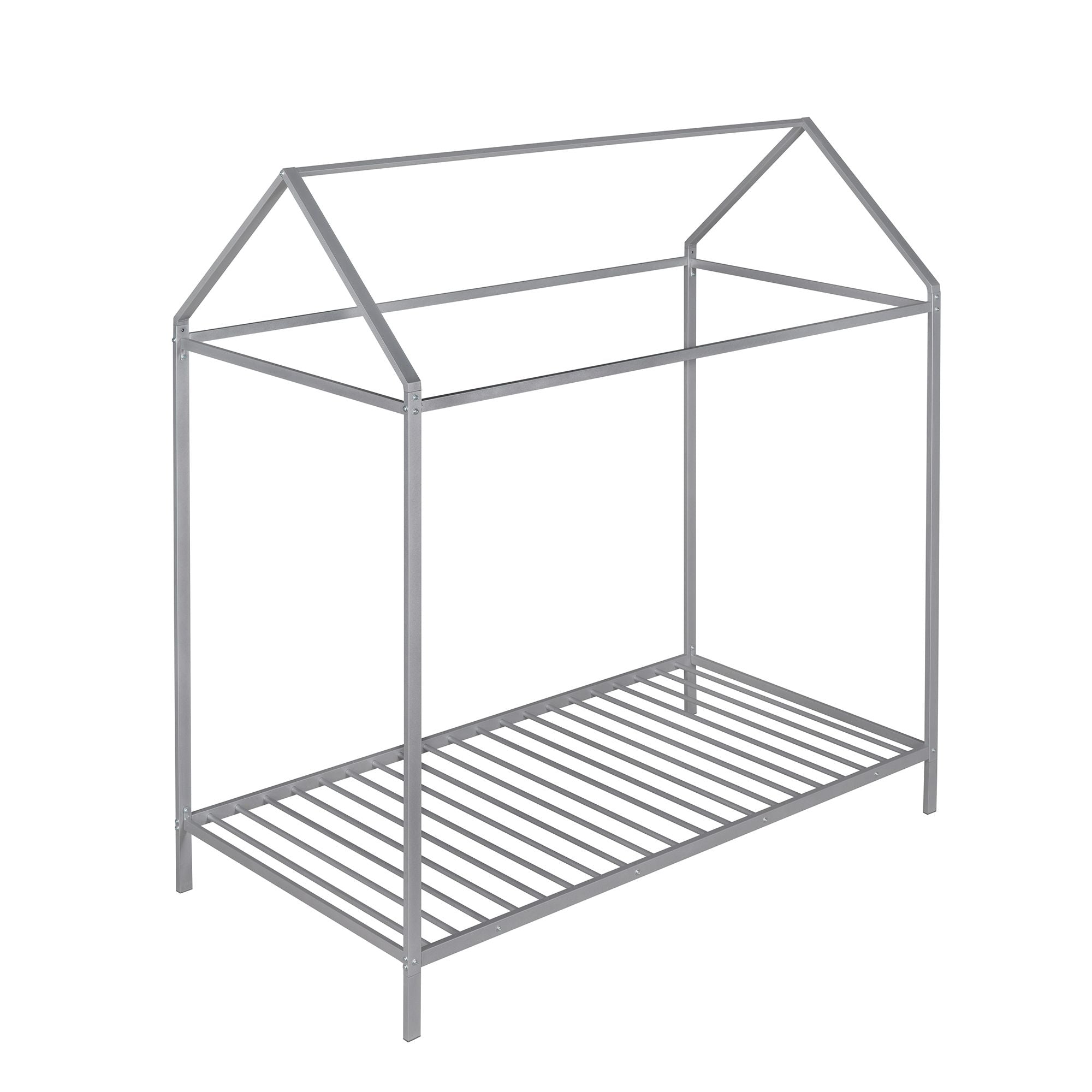 House Bed Frame Twin Size ; Kids Bed Frame Metal Platform Bed Floor Bed for Kids Boys Girls No Box Spring Needed