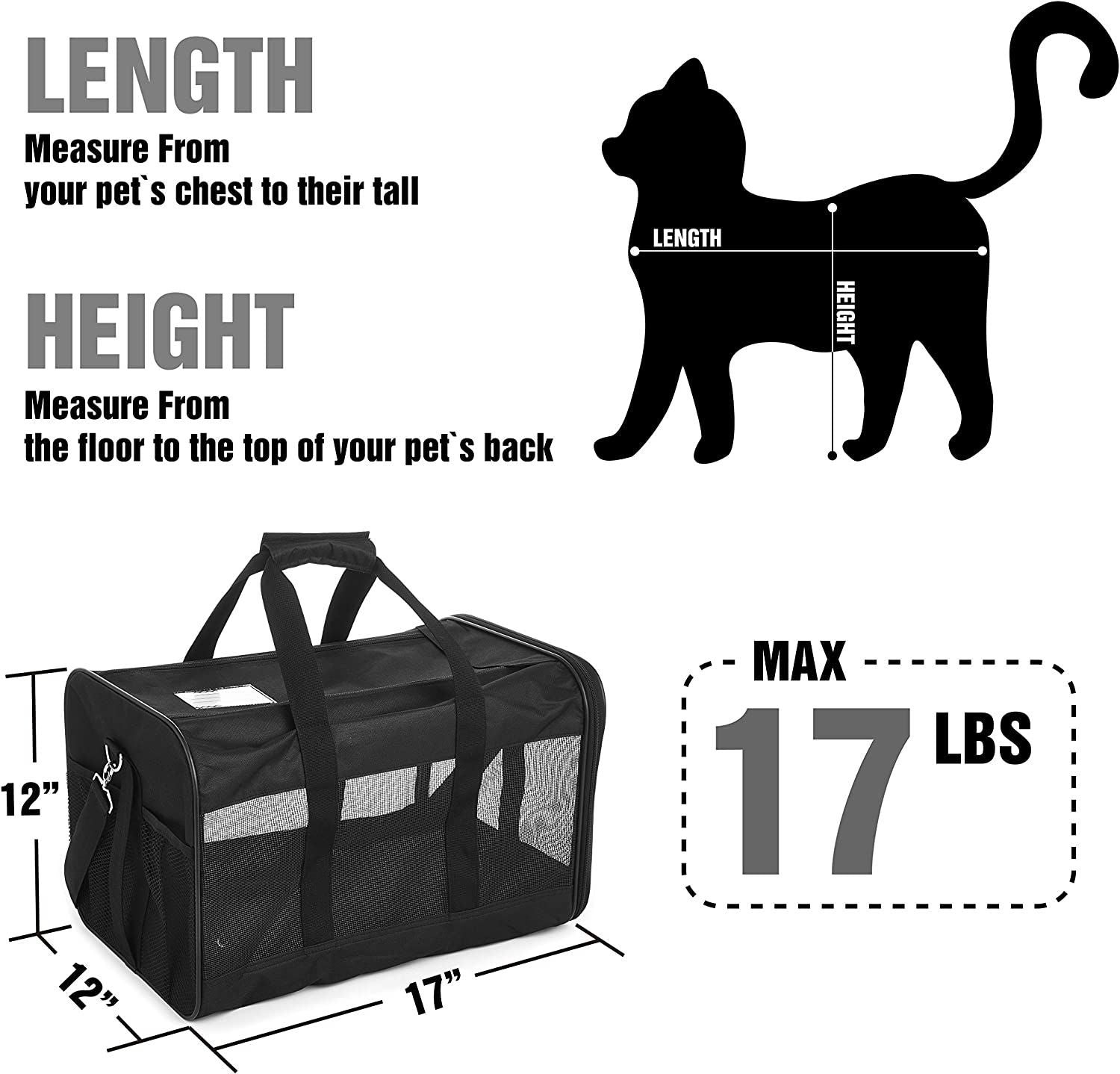 ScratchMe Soft Sided Pet Travel Carrier - Portable, Collapsible Bag for Cats, Small Dogs, Kittens & Puppies | Durable, Airline Approved, Travel-Friendly & Comfortable