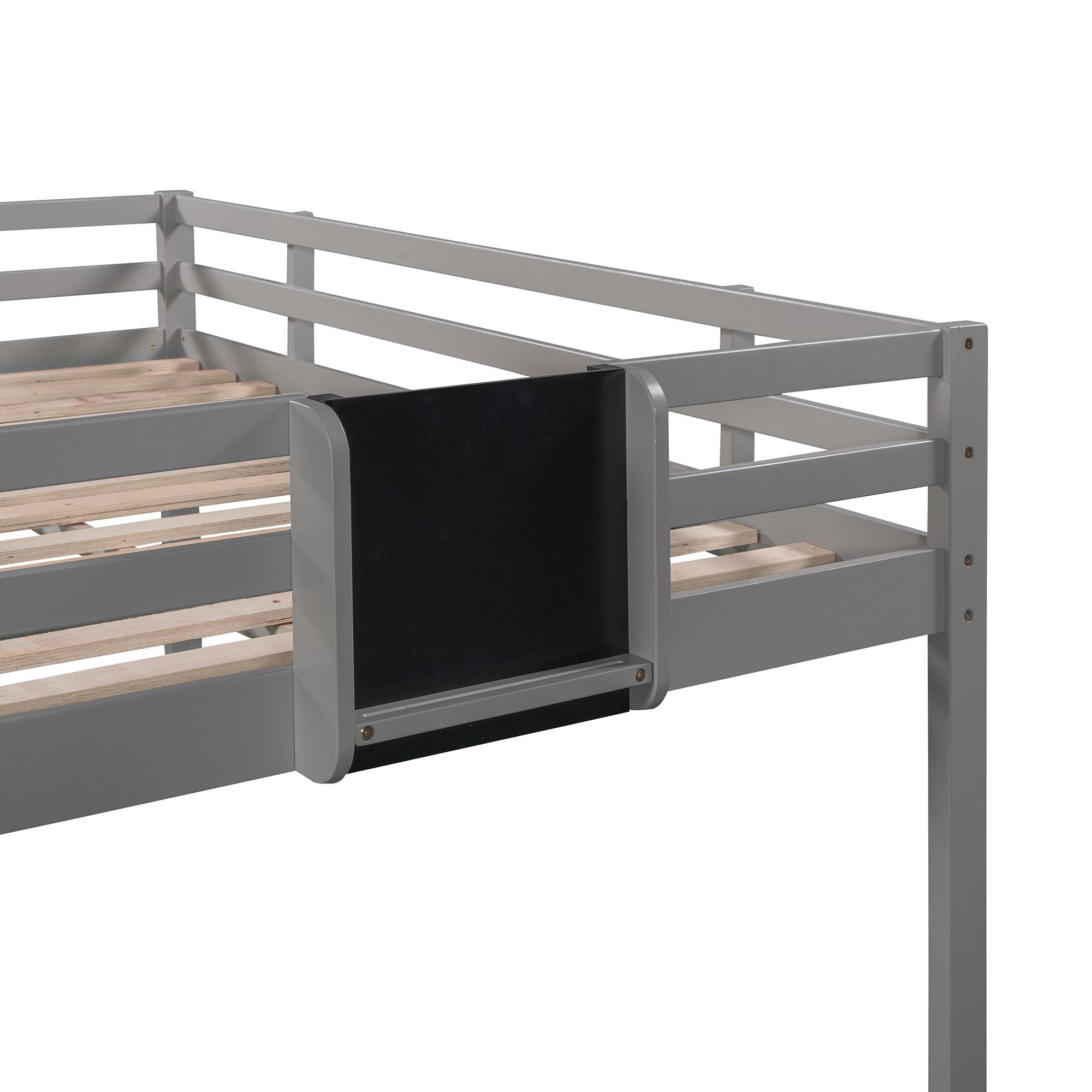 Full size Loft Bed Wood Bed with Slide; Stair and Chalkboard