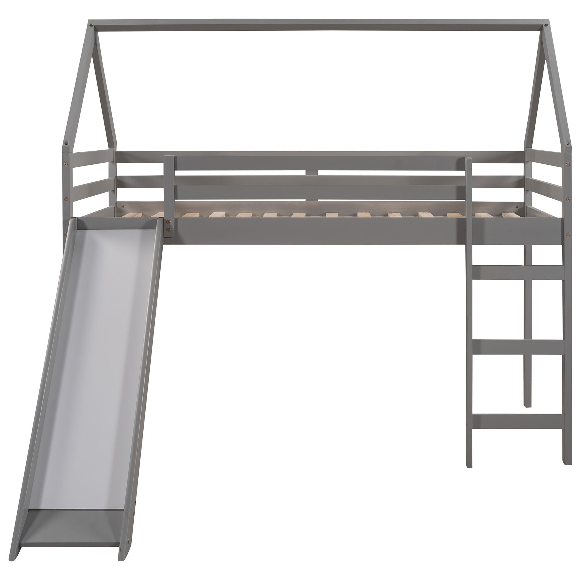 Twin Size Loft Bed with Slide; House Bed with Slide