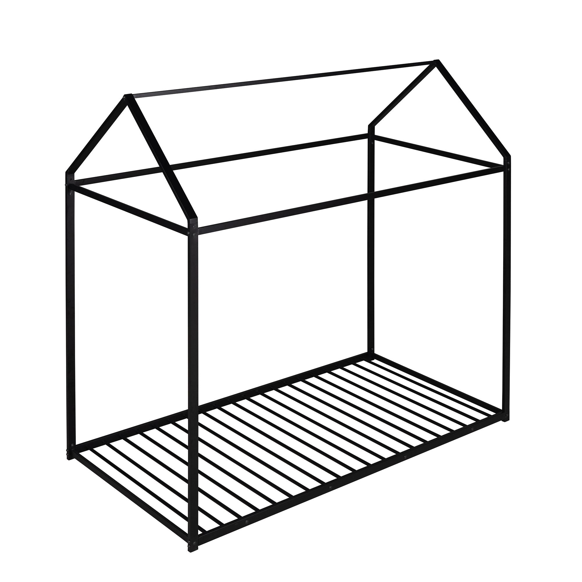 House Bed Frame Twin Size ; Kids Bed Frame Metal Platform Bed Floor Bed for Kids Boys Girls No Box Spring Needed