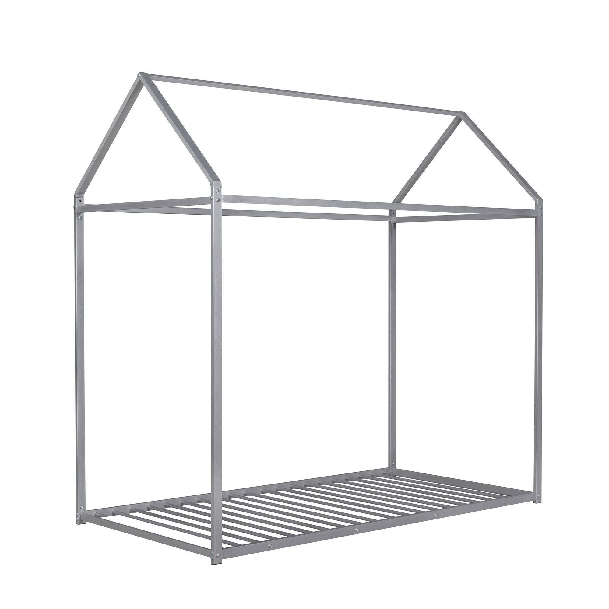 House Bed Frame Twin Size ; Kids Bed Frame Metal Platform Bed Floor Bed for Kids Boys Girls No Box Spring Needed