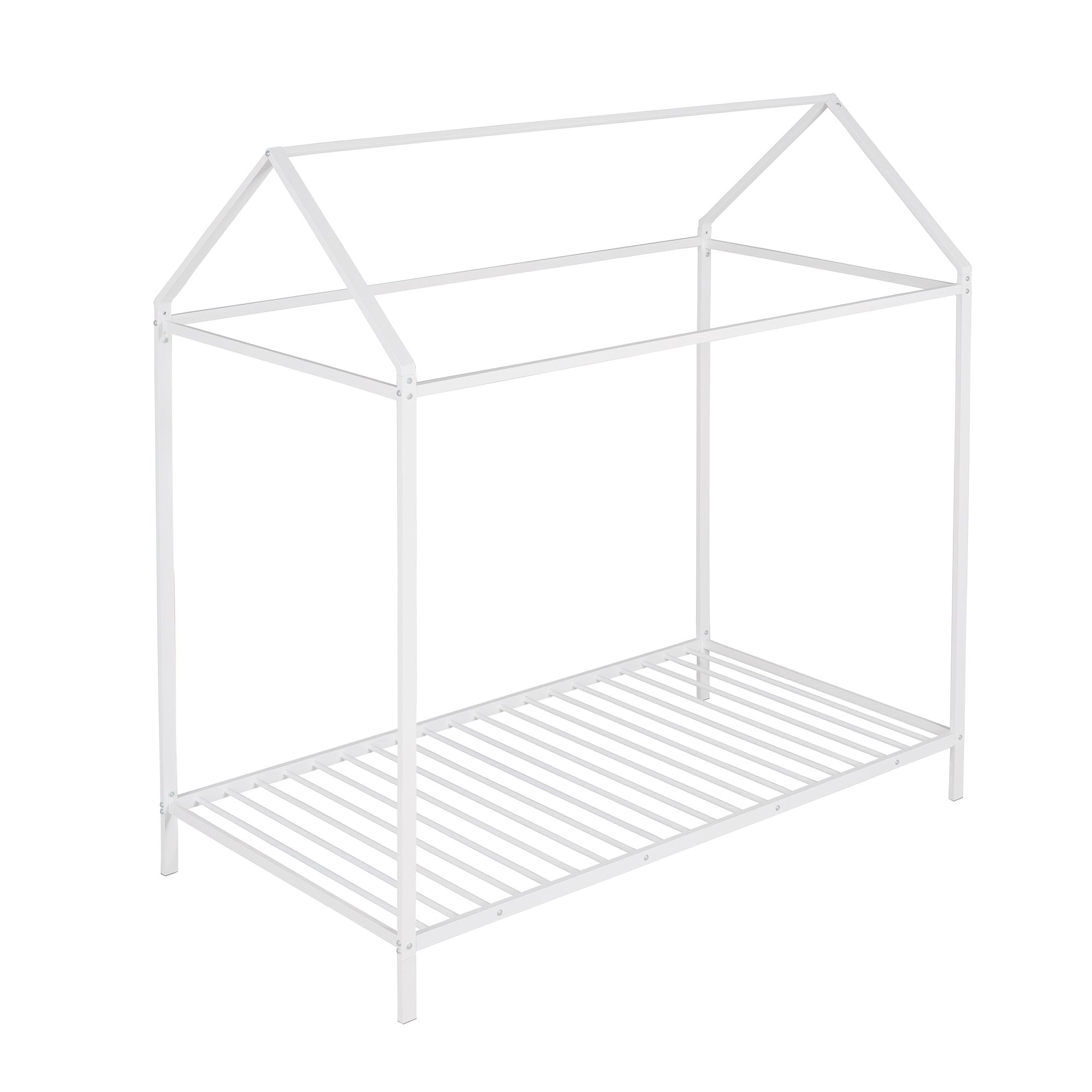 House Bed Frame Twin Size ; Kids Bed Frame Metal Platform Bed Floor Bed for Kids Boys Girls No Box Spring Needed
