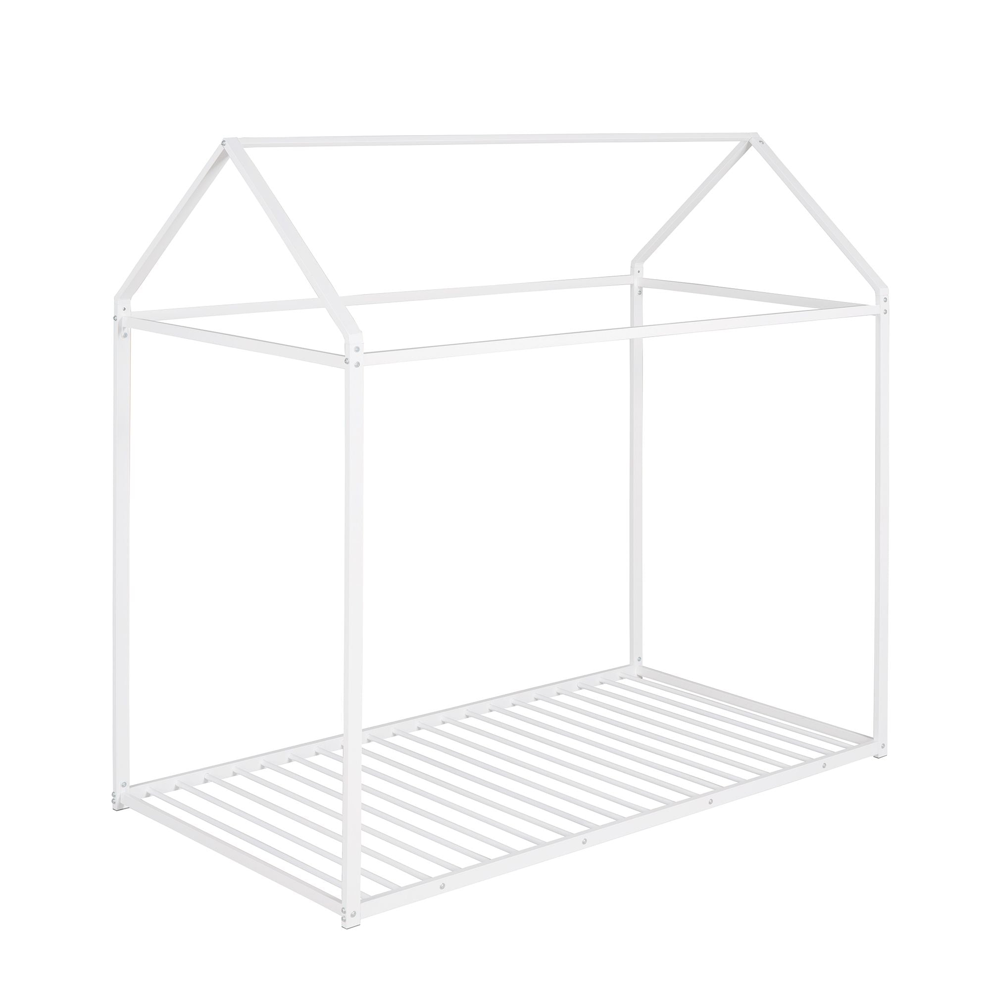 House Bed Frame Twin Size ; Kids Bed Frame Metal Platform Bed Floor Bed for Kids Boys Girls No Box Spring Needed