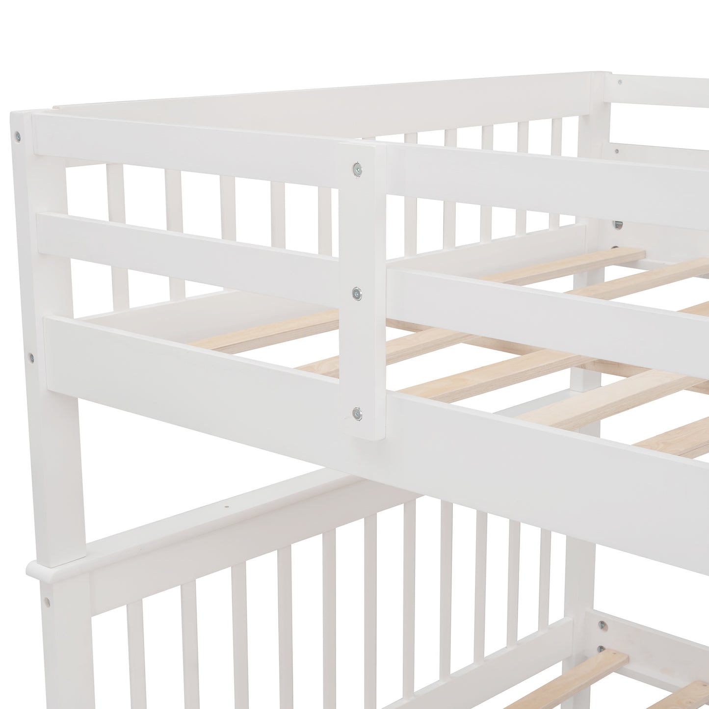 Stairway Full-Over-Full Bunk Bed with Twin size Trundle; Storage and Guard Rail for Bedroom; Dorm