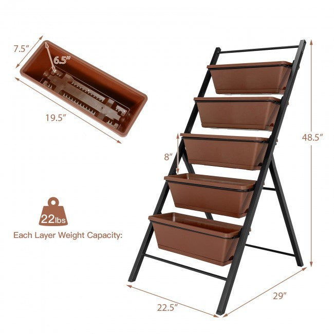 Unique Gifts by Leticia 5-Tier Vertical 4Ft Raised Garden Bed, Freestanding Garden Planter with 5 Container Boxes, Elevated Planter for Vegetables, Fruits, Flowers, Herbs, Good for Indoor & Outdoor Use (Green ) 1