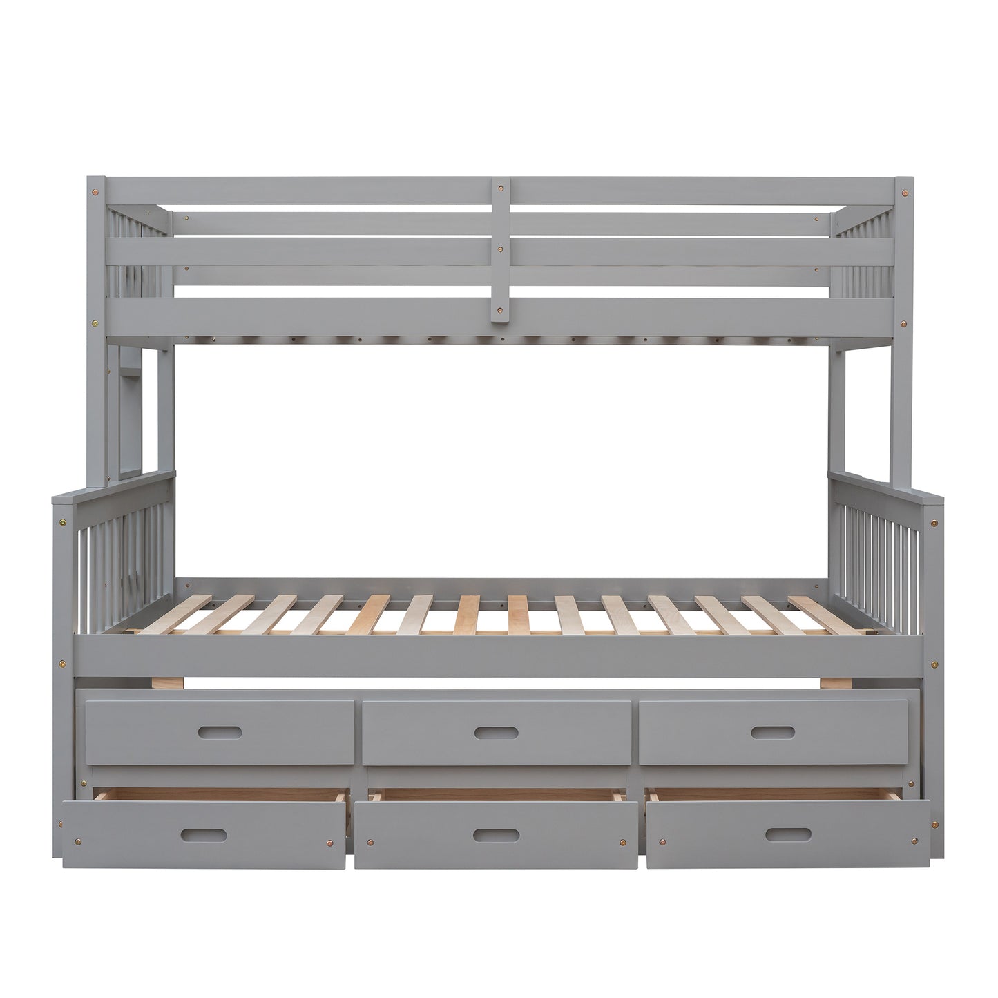 Twin-Over-Full Bunk Bed with Twin size Trundle ; Separable Bunk Bed with Drawers for Bedroom