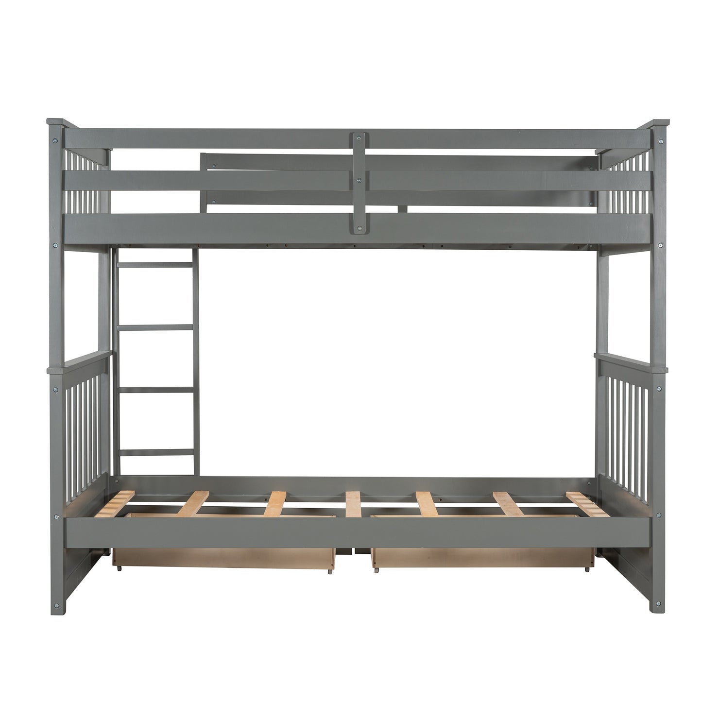 Twin-Over-Twin Bunk Bed with Ladders and Two Storage