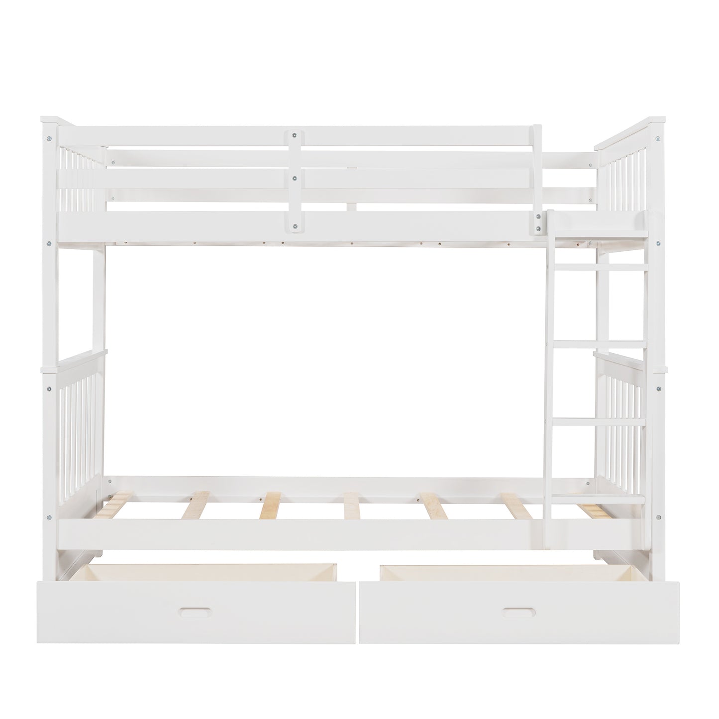Twin-Over-Twin Bunk Bed with Ladders and Two Storage